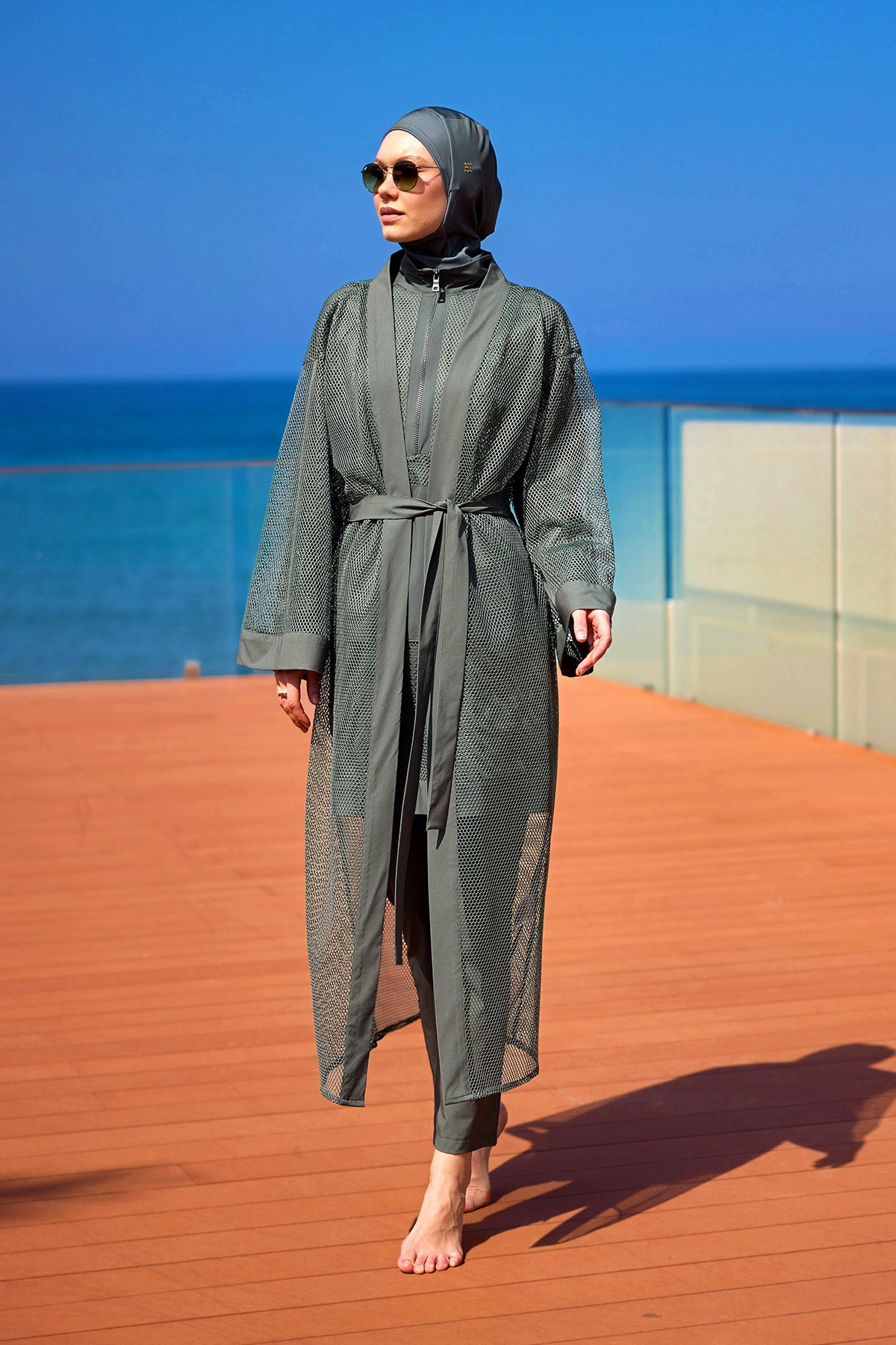 Khaki Full Coverage Mesh Kimono – Marina P2501-3