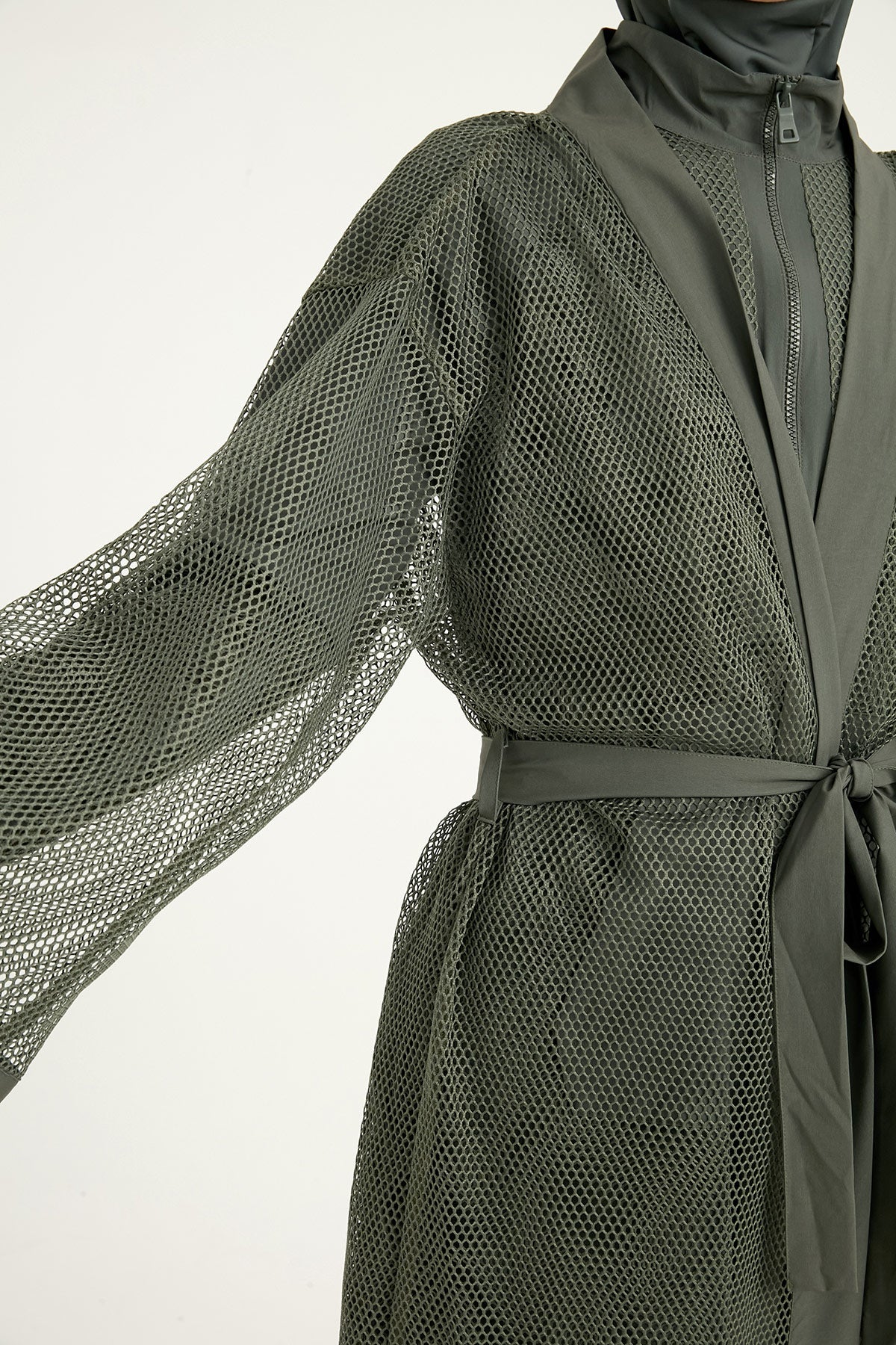 Khaki Full Coverage Mesh Kimono – Marina P2501-3