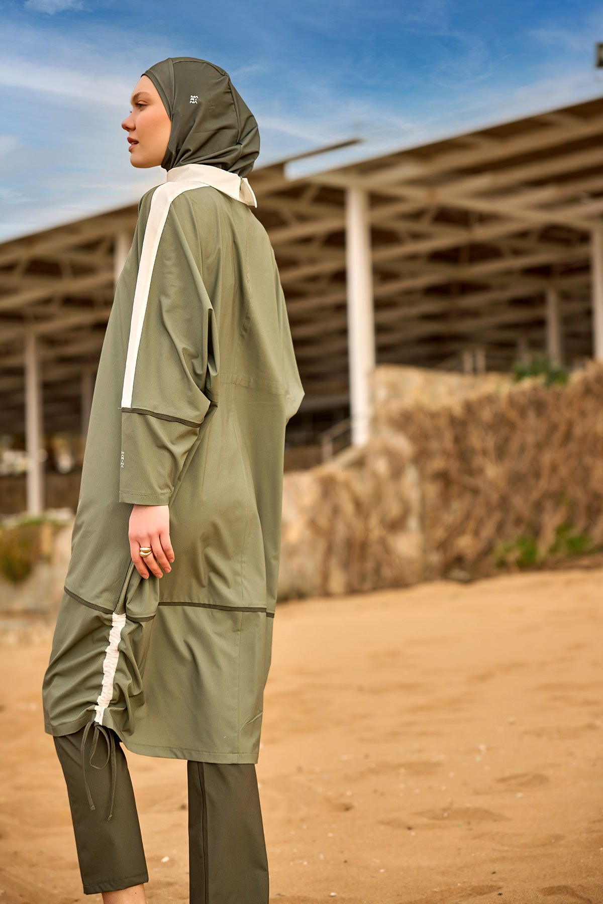 Khaki Modest Full Coverage Swimsuit – Islamic Burkini Set | M2521-1 Secondary image