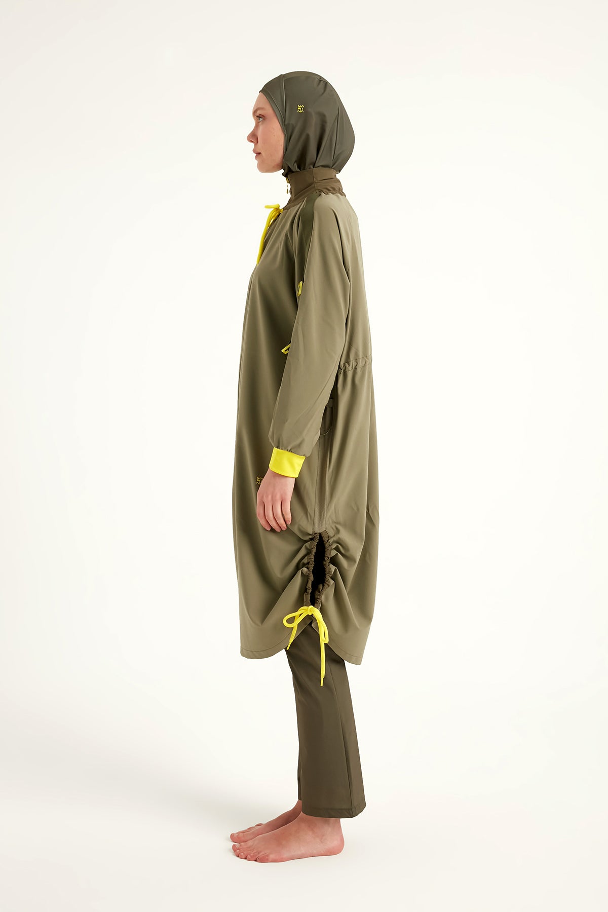 طقم بوركيني للسباحة بتغطية كاملة باللون الكاكي M2524 