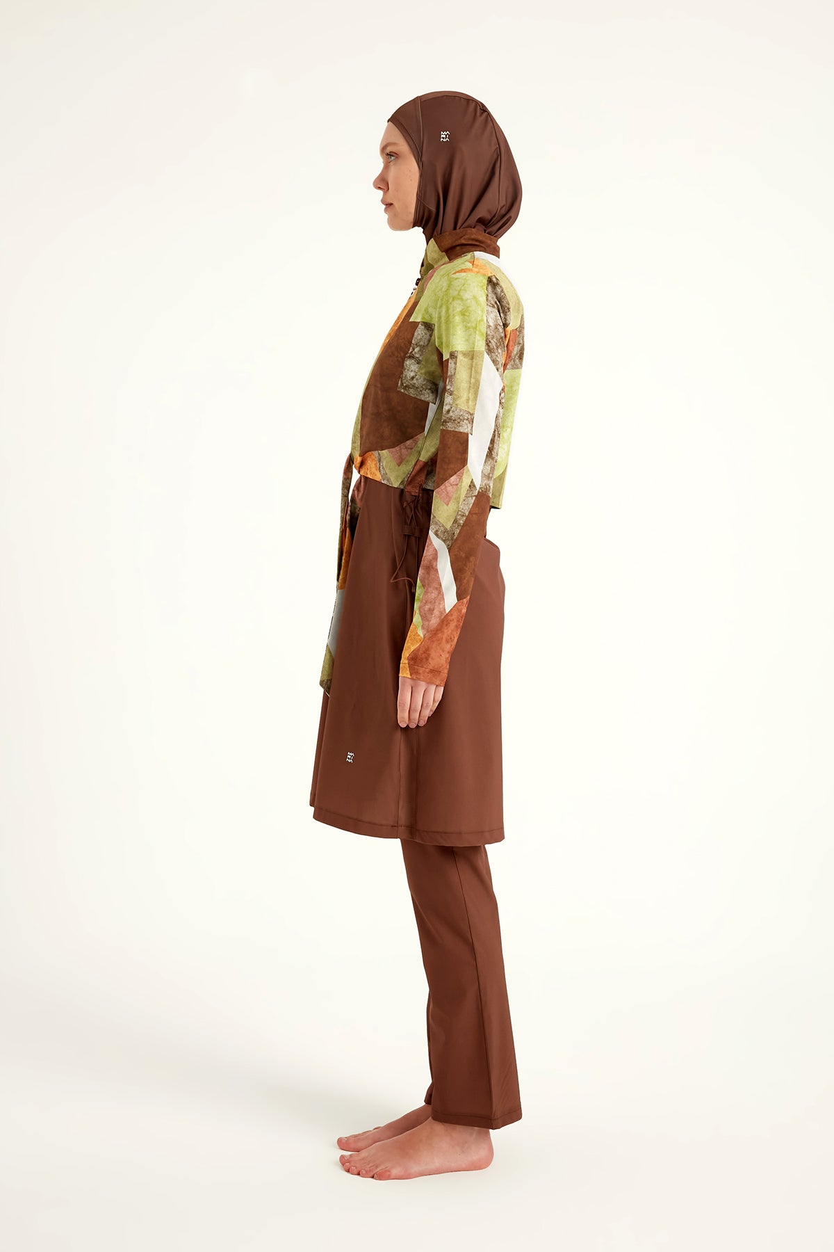 Brown Full Coverage Modest Swimwear Burkini Set M2530-1