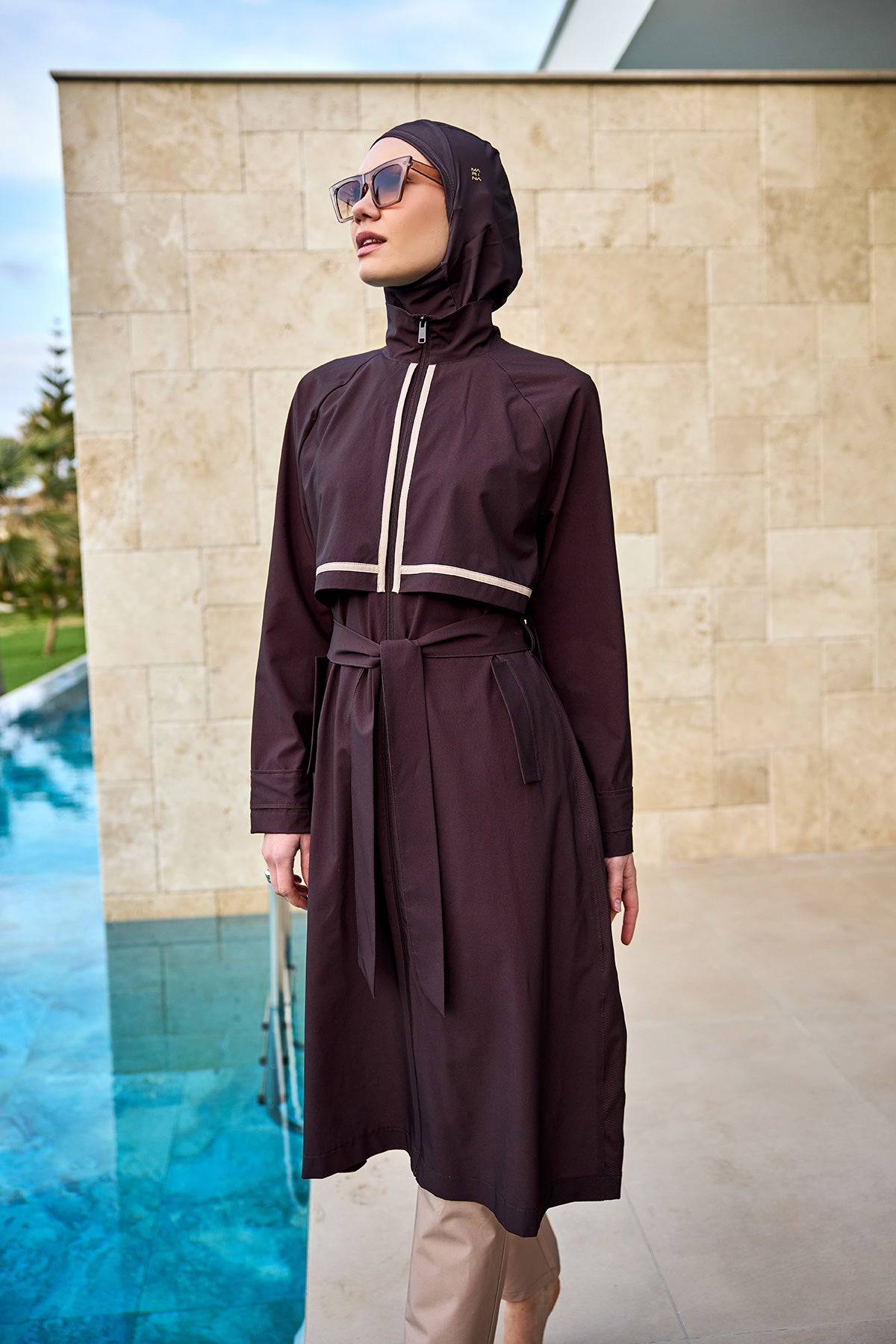 Marina Brown Full Coverage Modest Swimwear Burkini Set M2533