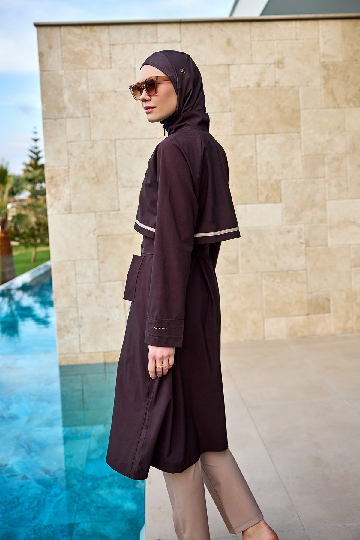 Marina Brown Full Coverage Modest Swimwear Burkini Set M2533