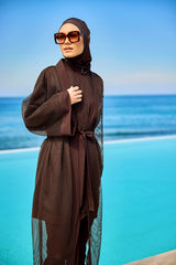 Brown Modest Full Coverage Mesh Kimono – Marina P2501-4