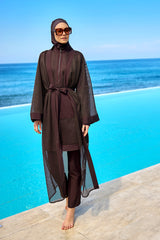 Brown Modest Full Coverage Mesh Kimono – Marina P2501-4