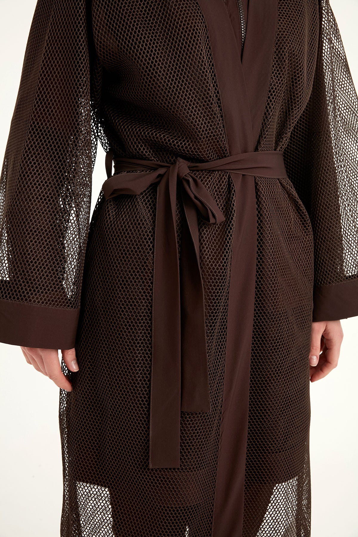 Brown Modest Full Coverage Mesh Kimono – Marina P2501-4