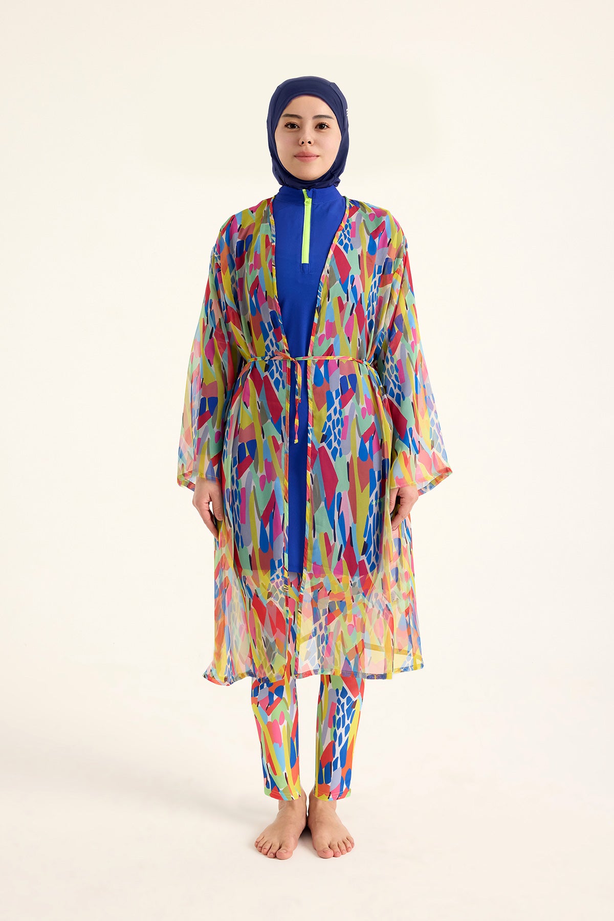 Marina Girls Beach Cover Up Chiffon Kimono Blue/Navy - GP2506