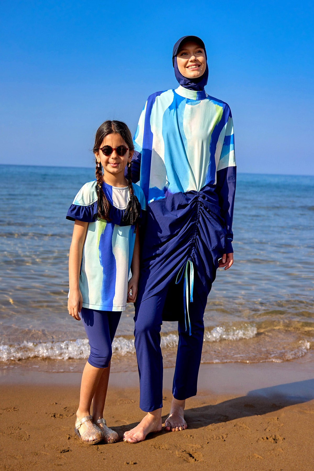 Marina UPF50+ Girls Modest Swimwear for Girls - Blue/Navy Blue - C2501