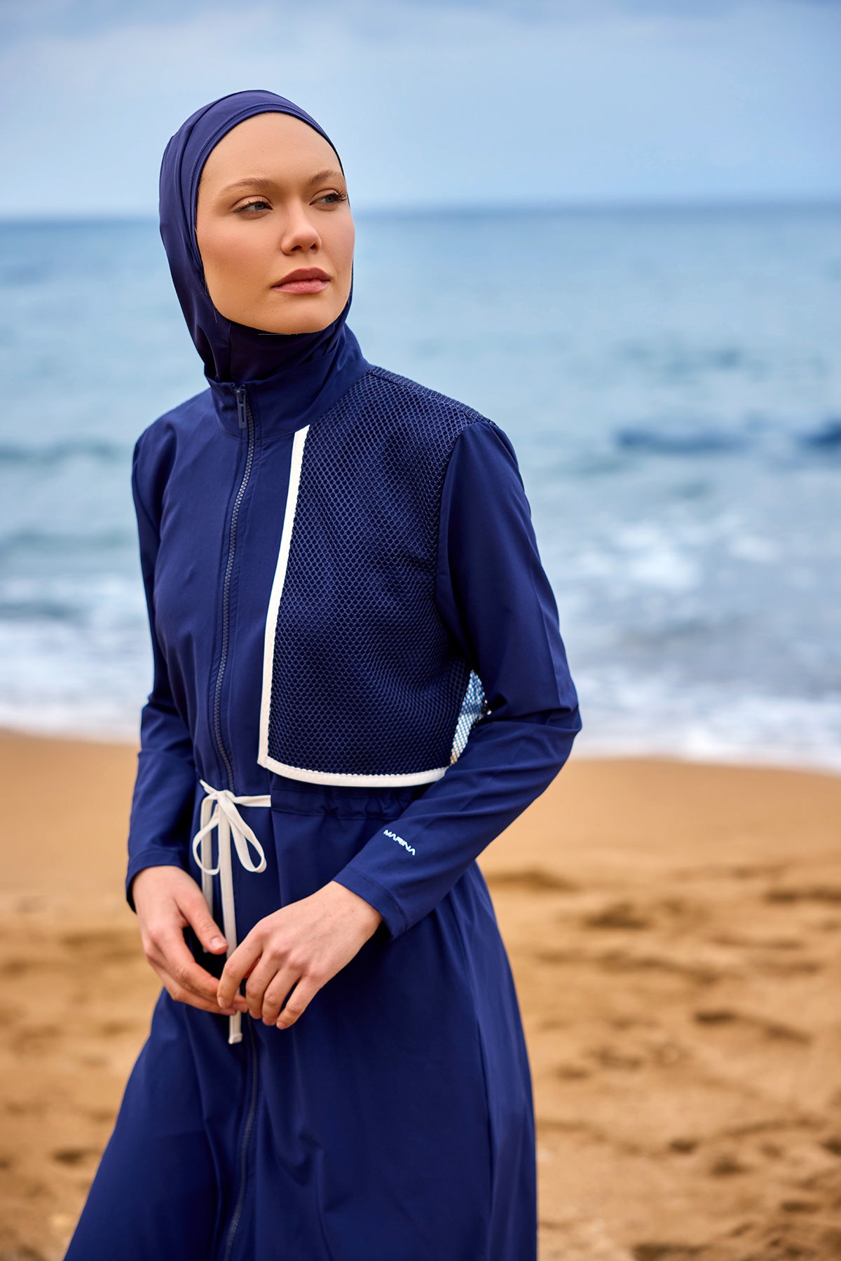 Navy Full Coverage Modest Swimwear Burkini Set M2506-2 AUS