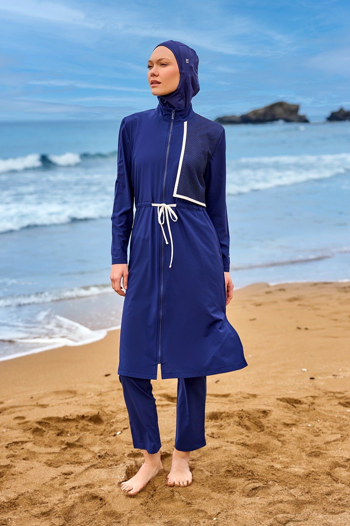 Navy Full Coverage Modest Swimwear Burkini Set M2506-2 AUS