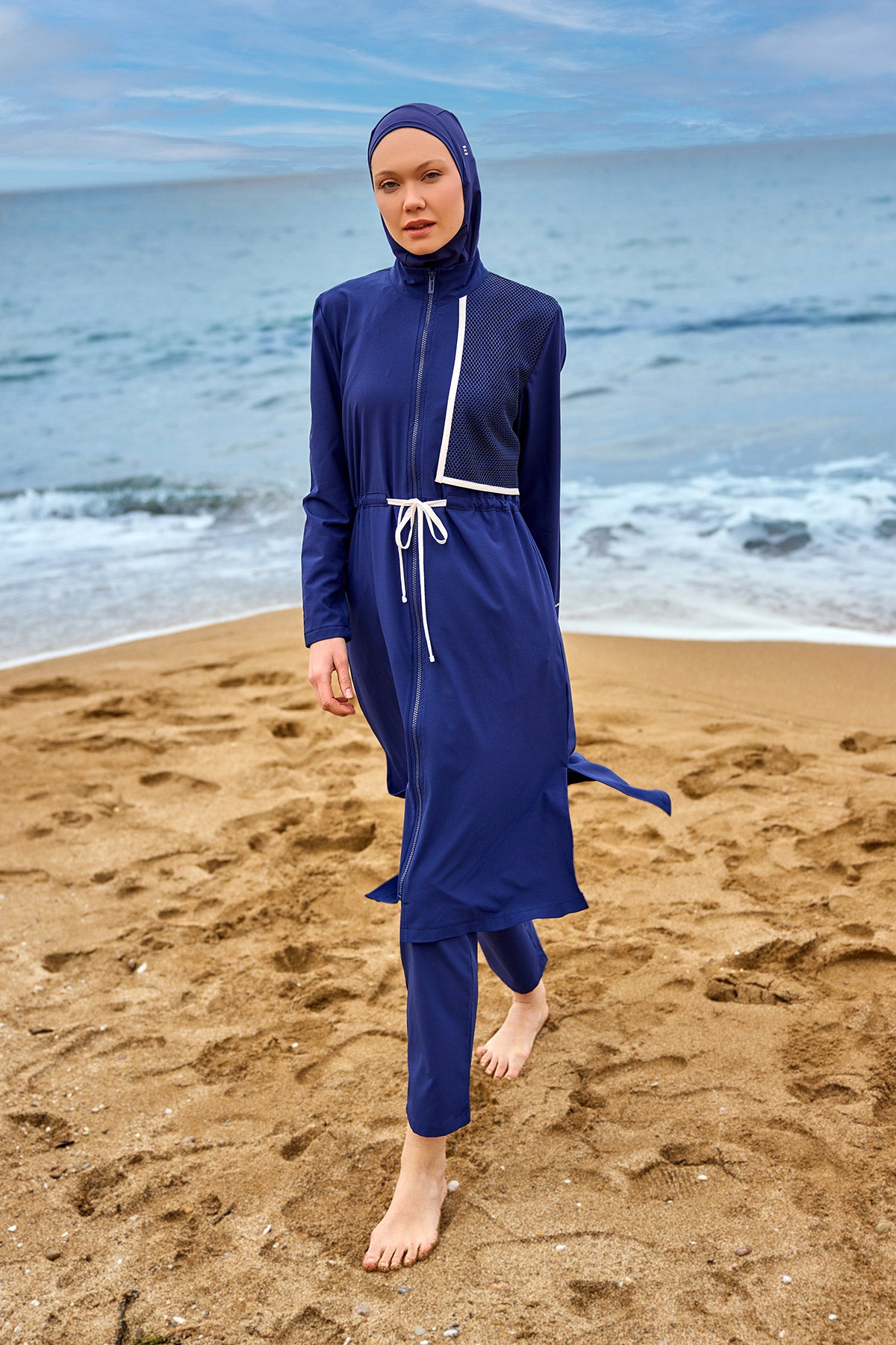 Navy Full Coverage Modest Swimwear Burkini Set M2506-2 AE