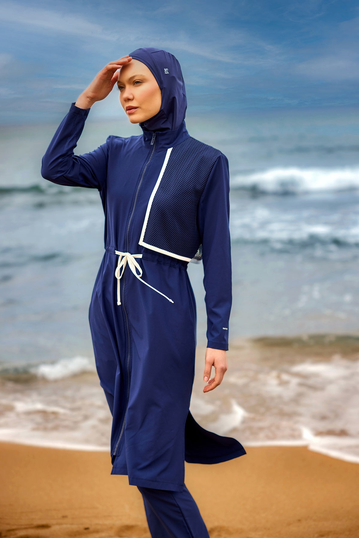 Navy Full Coverage Modest Swimwear Burkini Set M2506-2 AUS