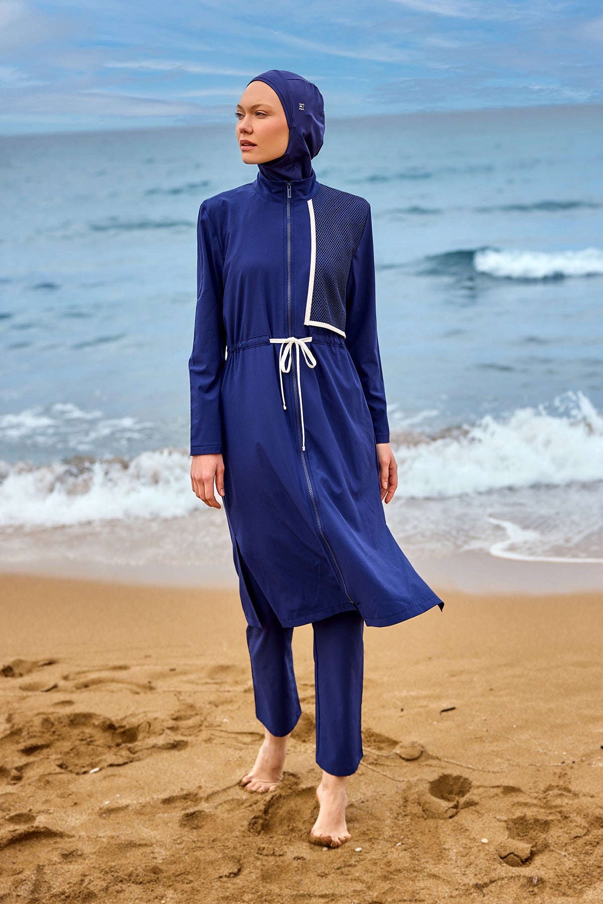 Navy Full Coverage Modest Swimwear Burkini Set M2506-2 AUS
