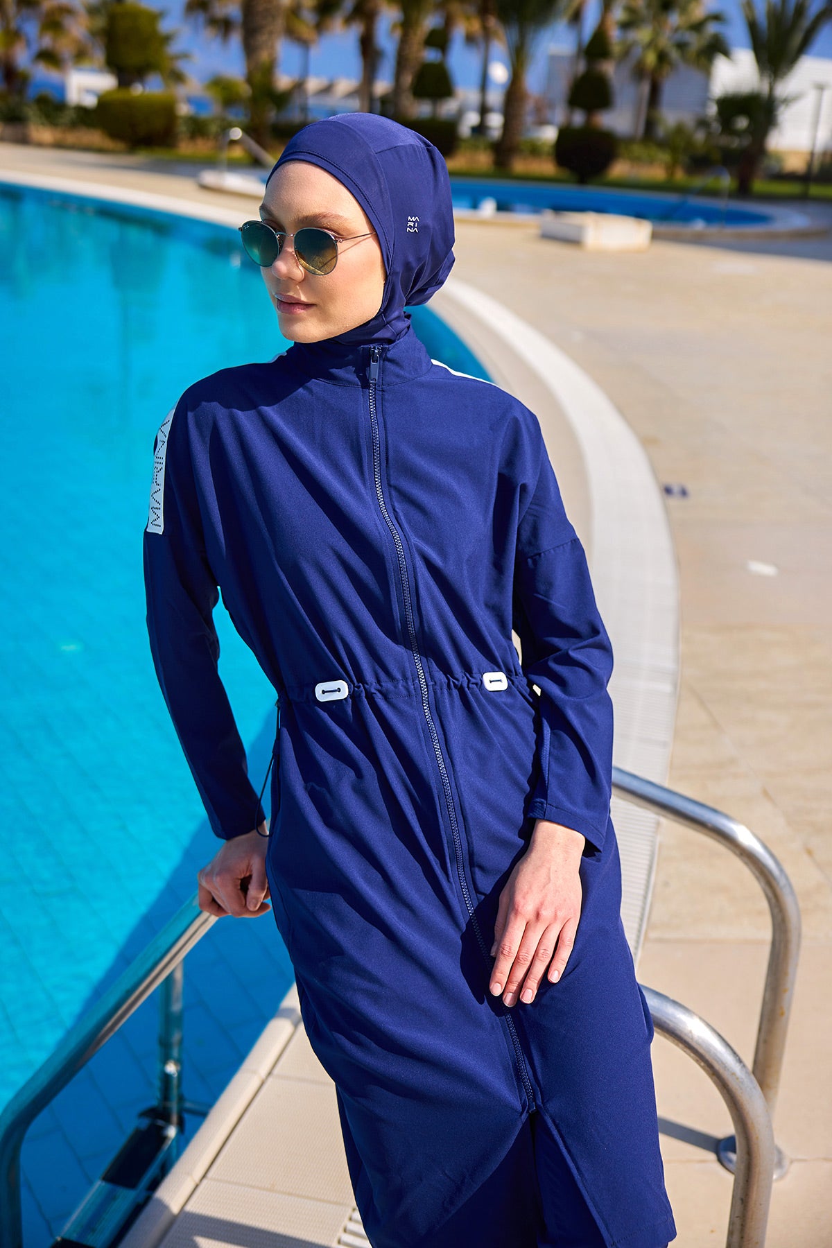 Navy Full Coverage Modest Swimwear Burkini Set M2507-2 Secondary image
