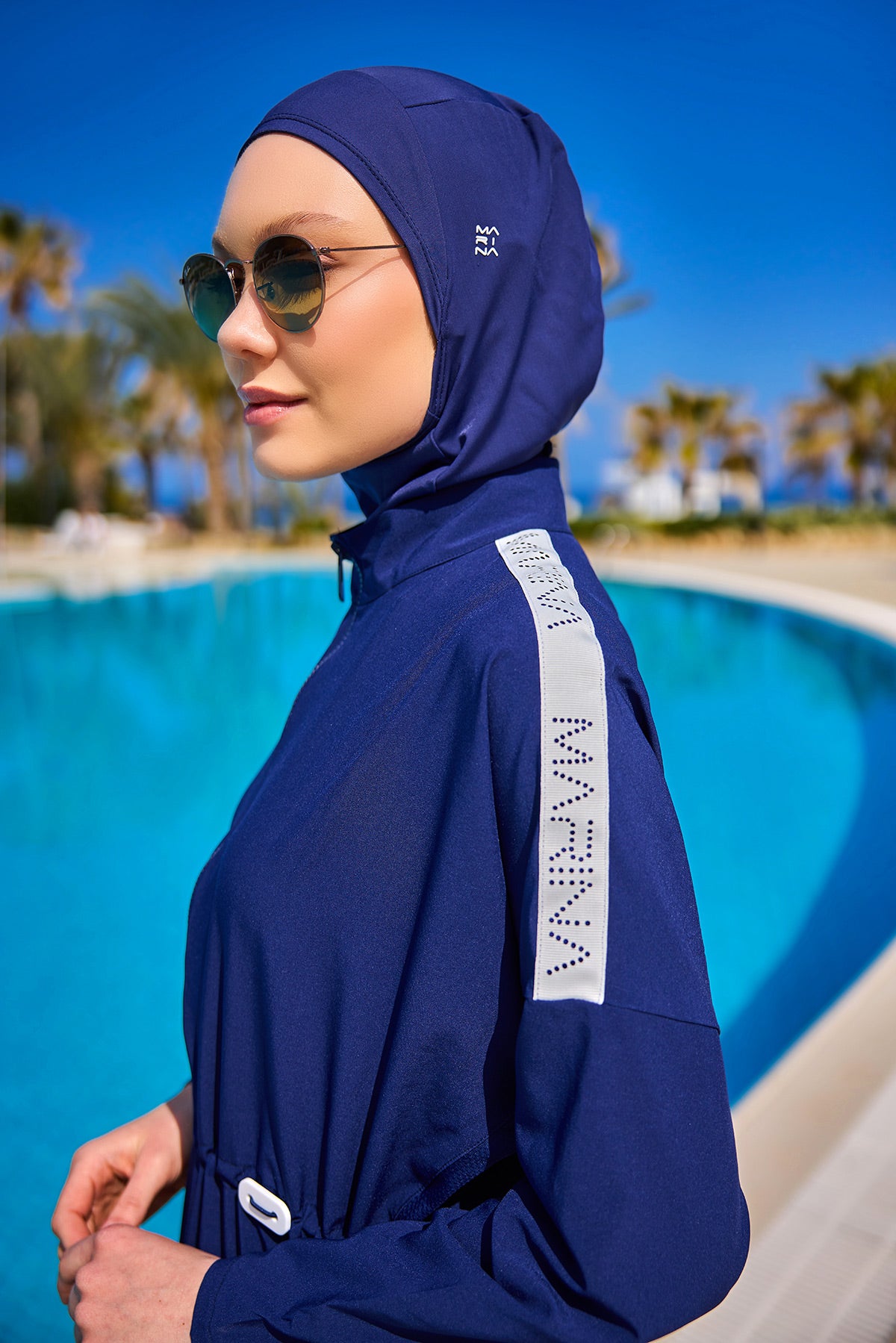 Navy Full Coverage Modest Swimwear Burkini Set M2507-2