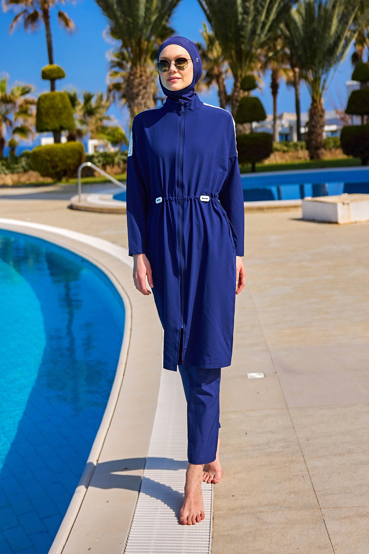 Navy Full Coverage Modest Swimwear Burkini Set M2507-2