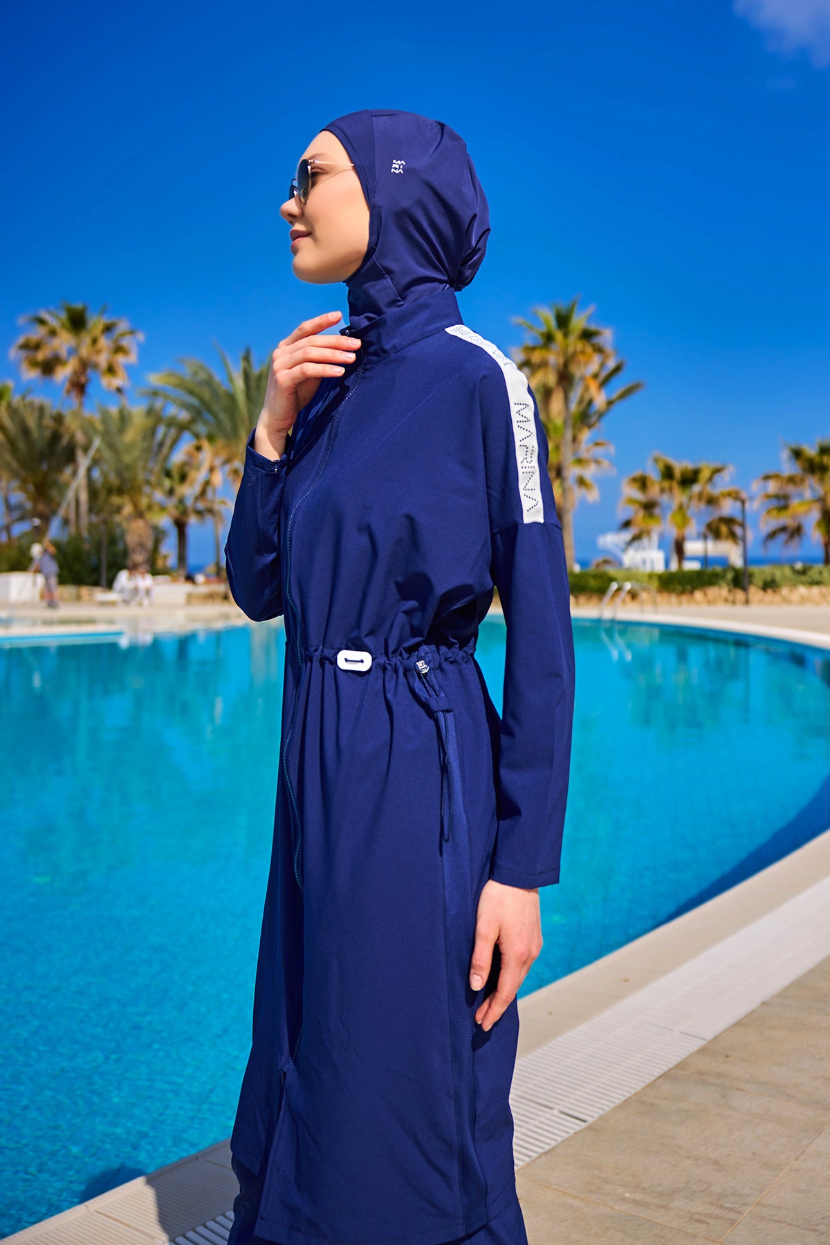 Navy Full Coverage Modest Swimwear Burkini Set M2507-2