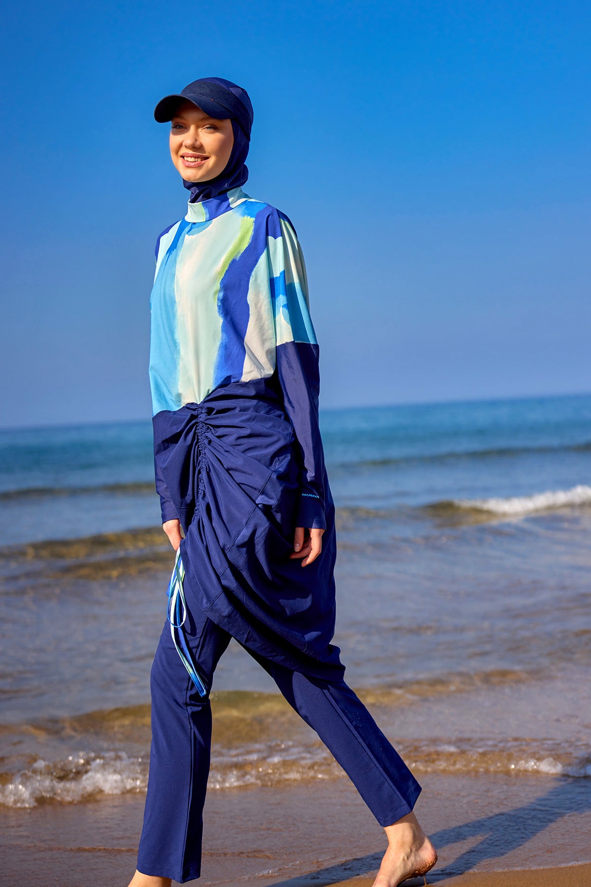 Navy Full Coverage Modest Swimwear Burkini Set M2513