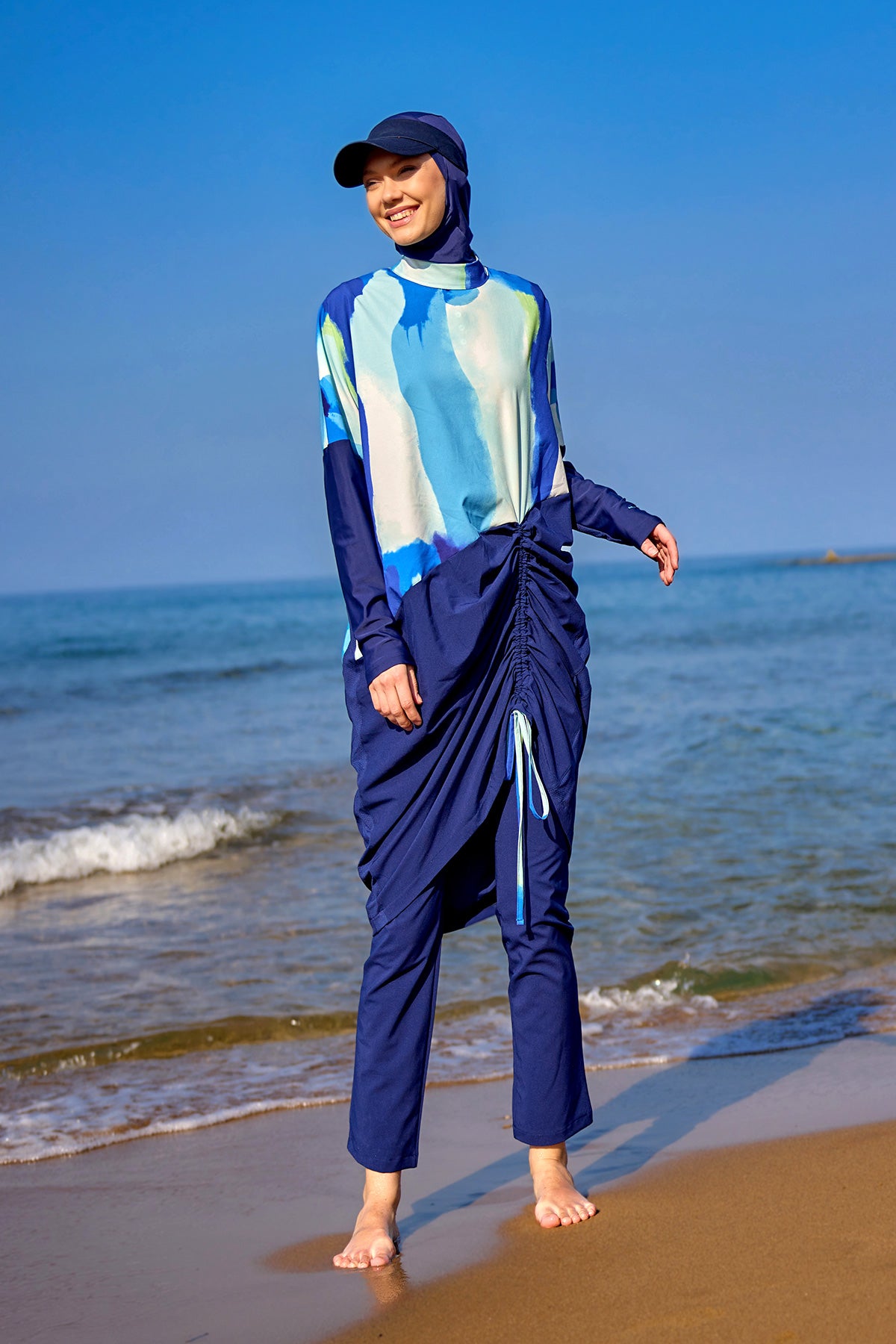 Navy Full Coverage Modest Swimwear Burkini Set M2513