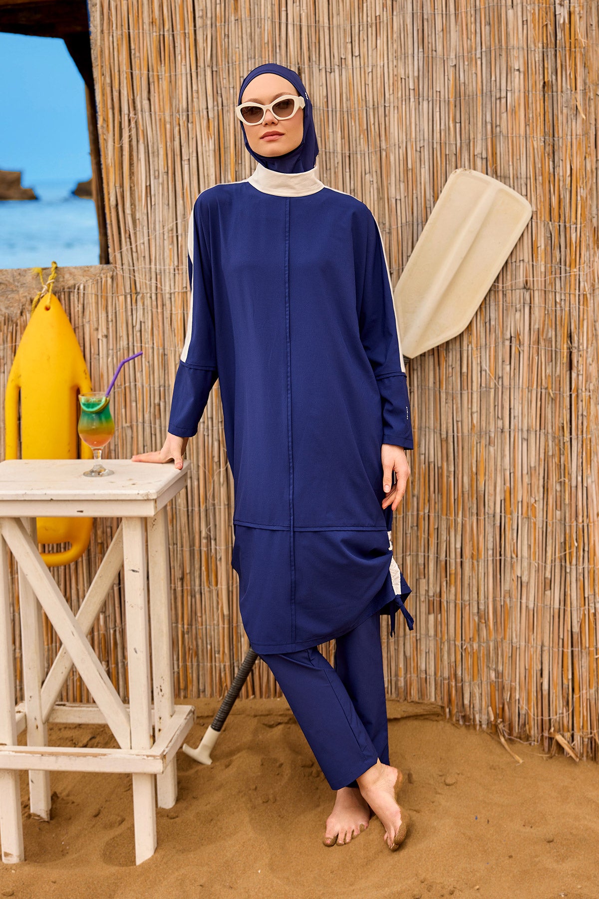 Navy Full Coverage Modest Swimwear Burkini Set M2521-2 Main image