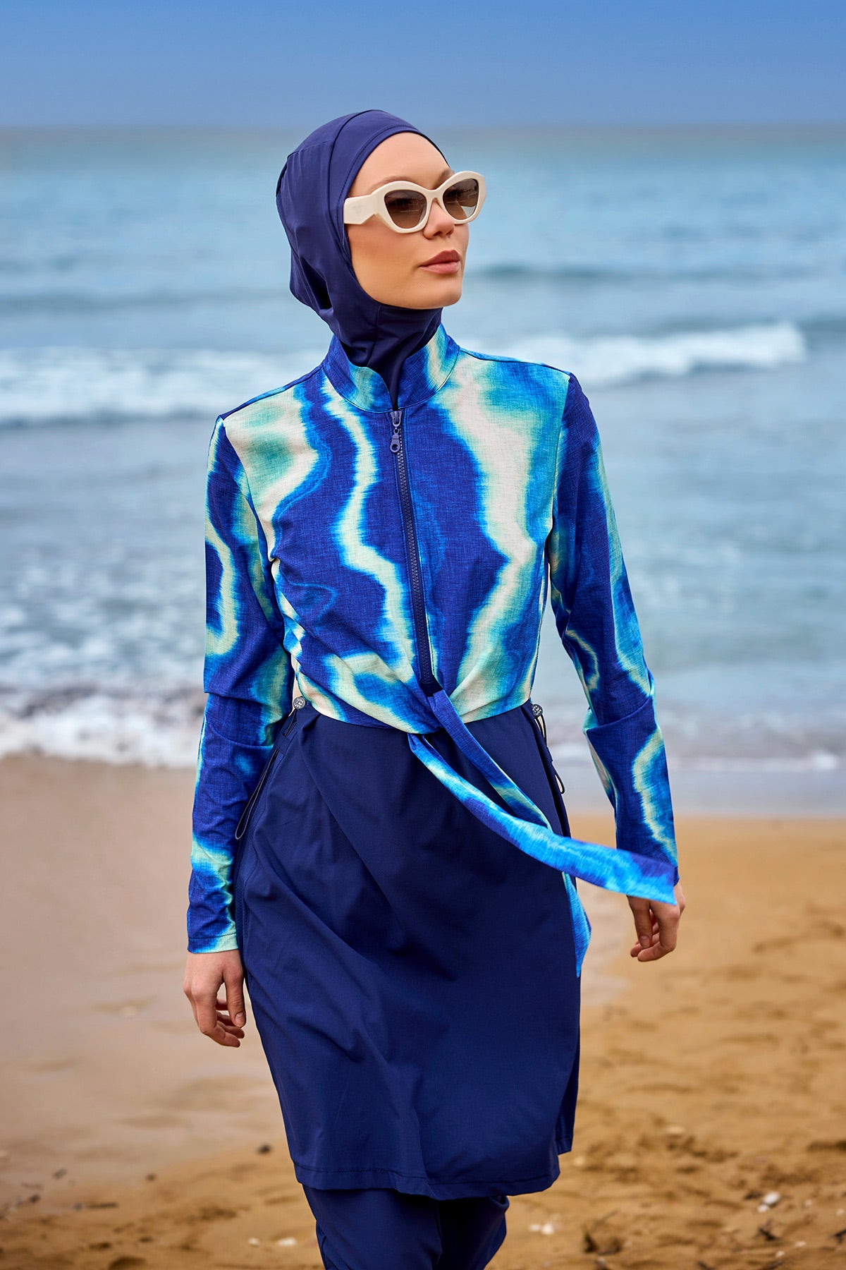 Navy Blue Full Coverage Modest Swimwear Burkini Set M2530-2