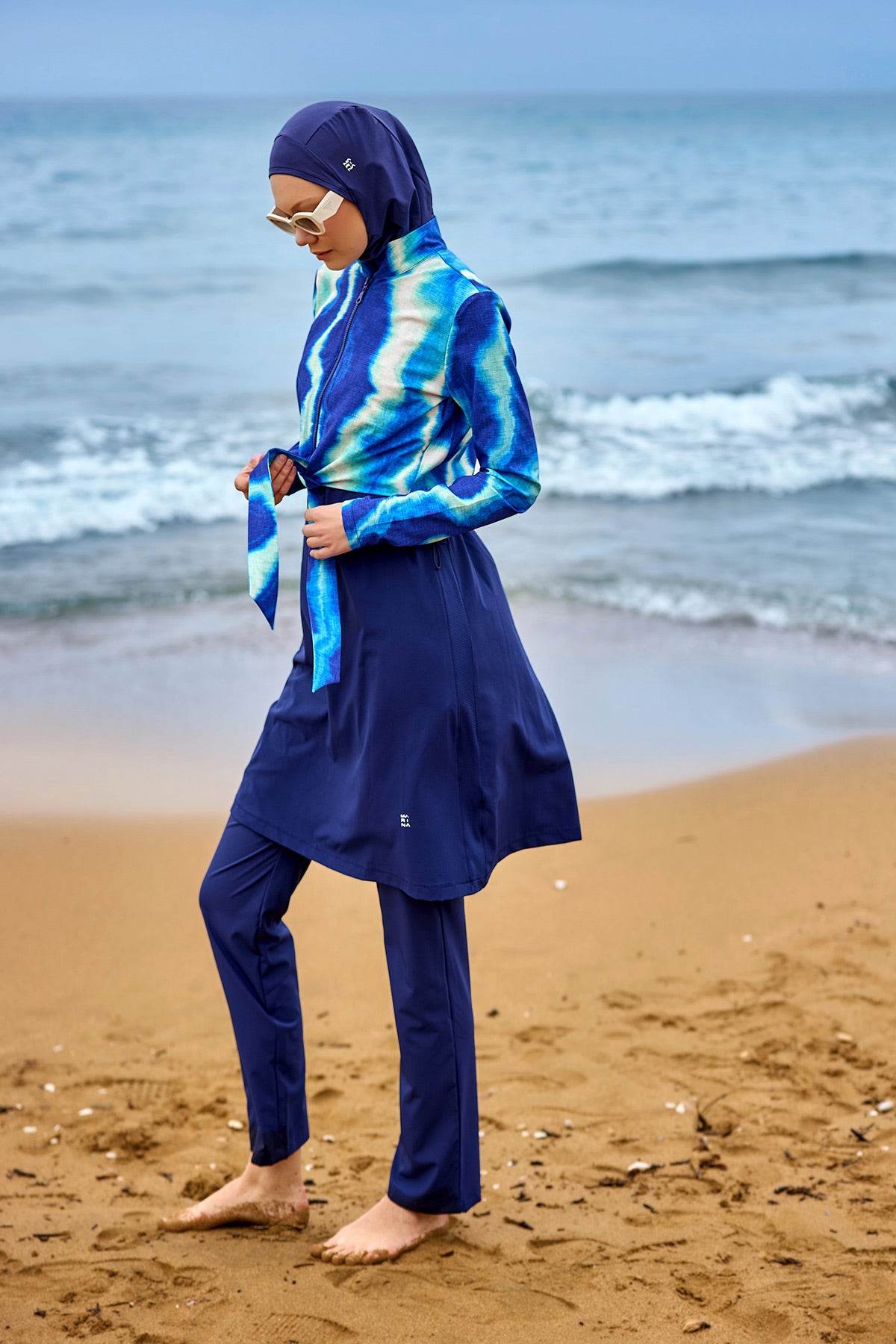 Navy Blue Full Coverage Modest Swimwear Burkini Set M2530-2