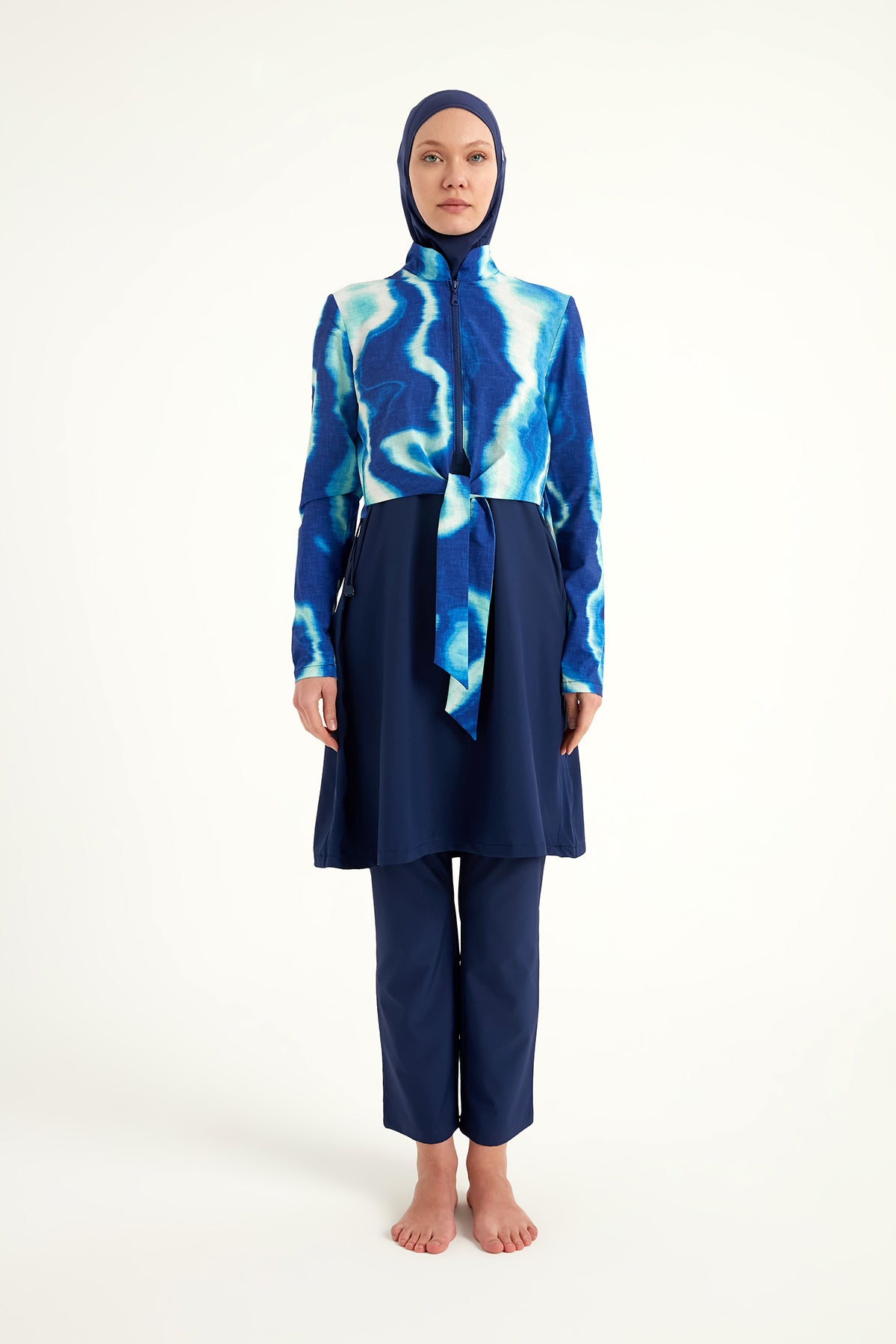 Navy Blue Full Coverage Modest Swimwear Burkini Set M2530-2