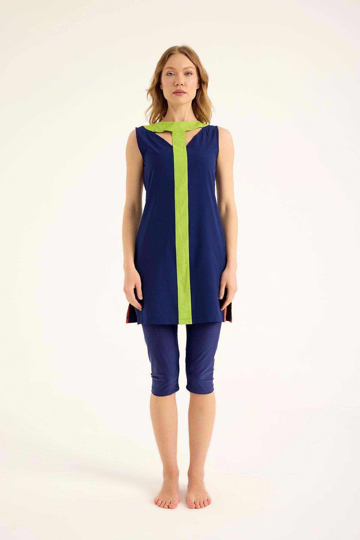 Marina Navy Blue Semi-Covered Modest Swimsuit - H2502-2