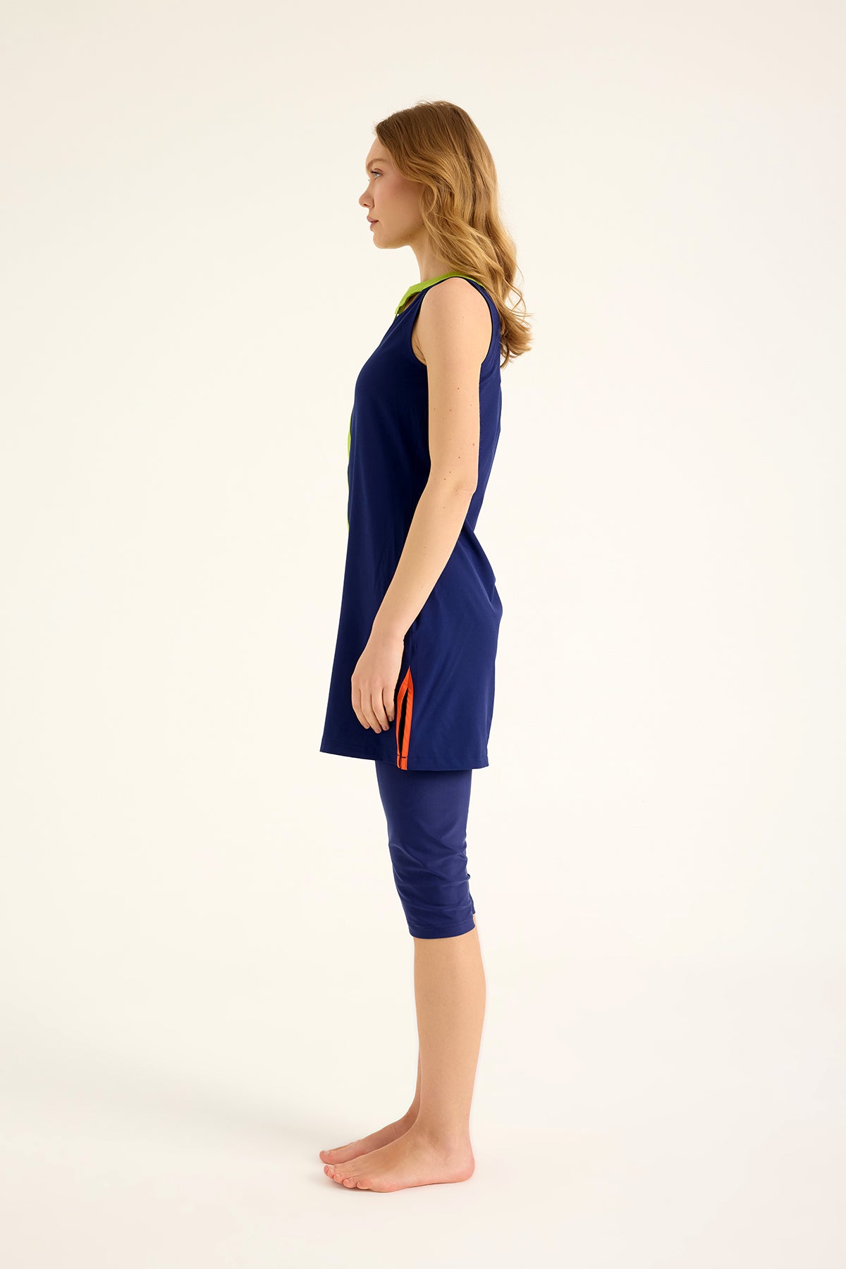 Marina Navy Blue Semi-Covered Modest Swimsuit - H2502-2