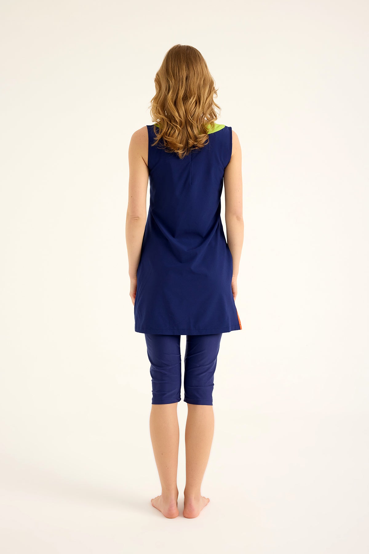 Marina Navy Blue Semi-Covered Modest Swimsuit - H2502-2