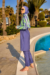 Marina Purple Full-Coverage Modest Swimsuit – M2509