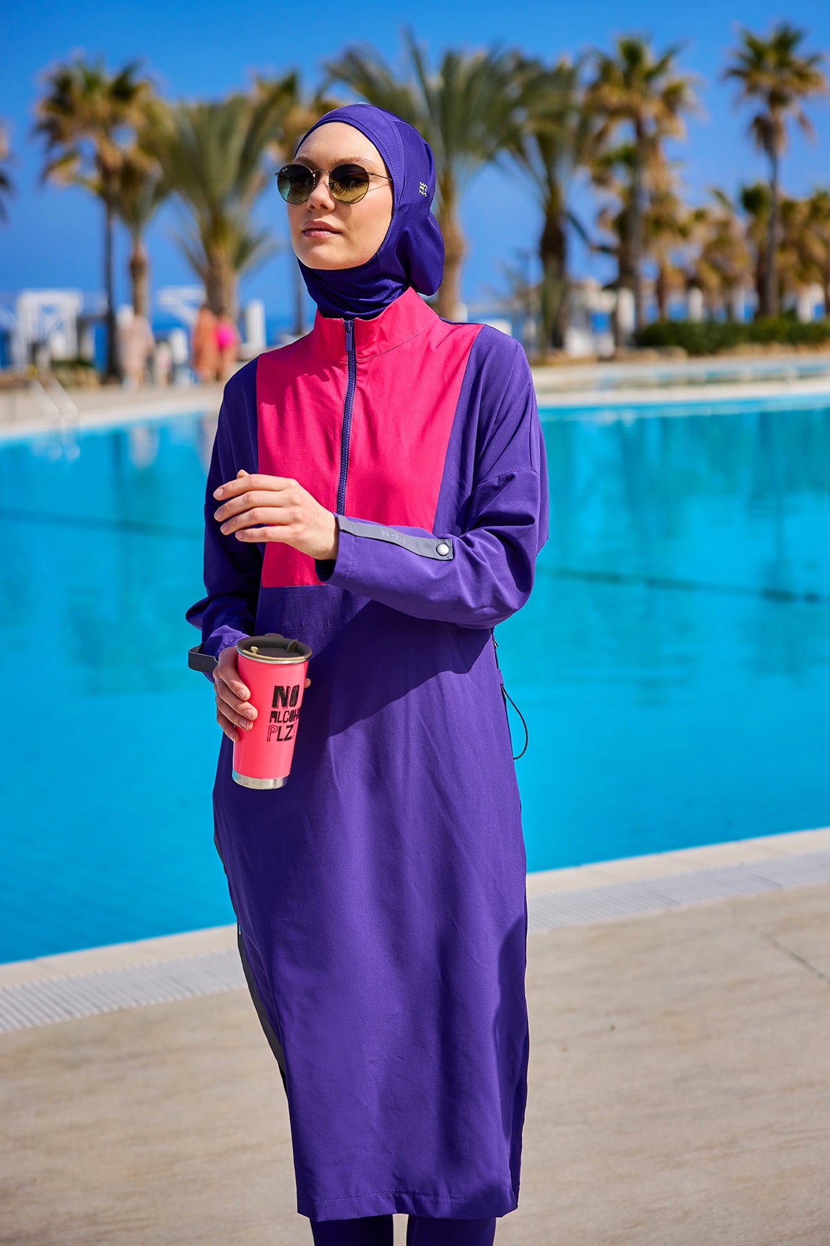 Purple Full Coverage Modest Swimwear Burkini Set M2527-2