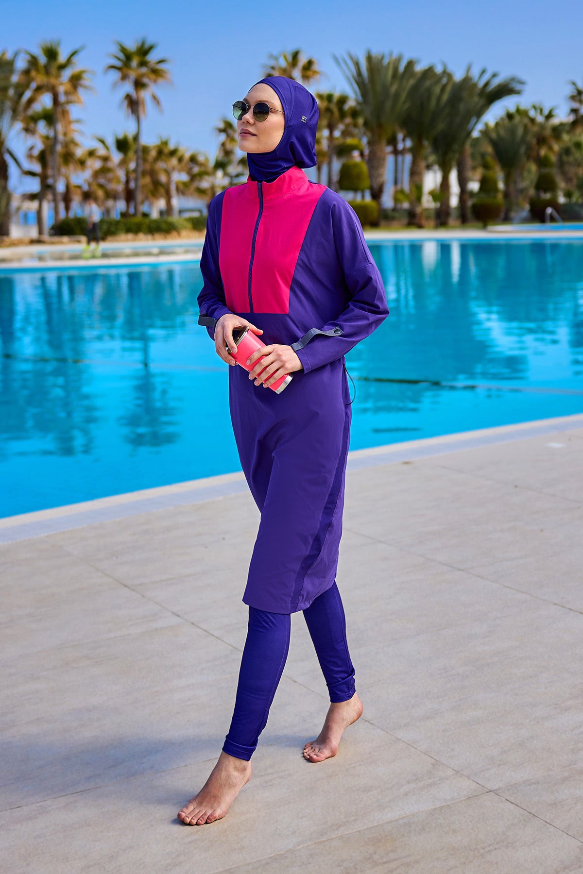 Purple Full Coverage Modest Swimwear Burkini Set M2527-2