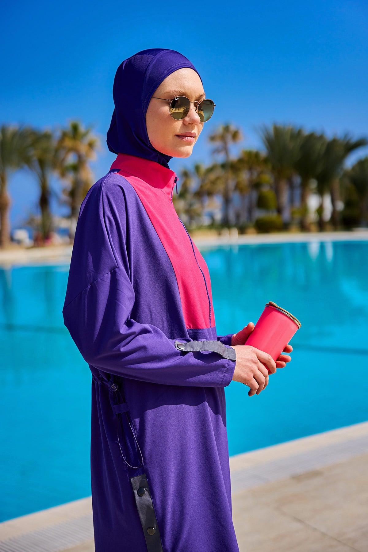 Purple Full Coverage Modest Swimwear Burkini Set M2527-2