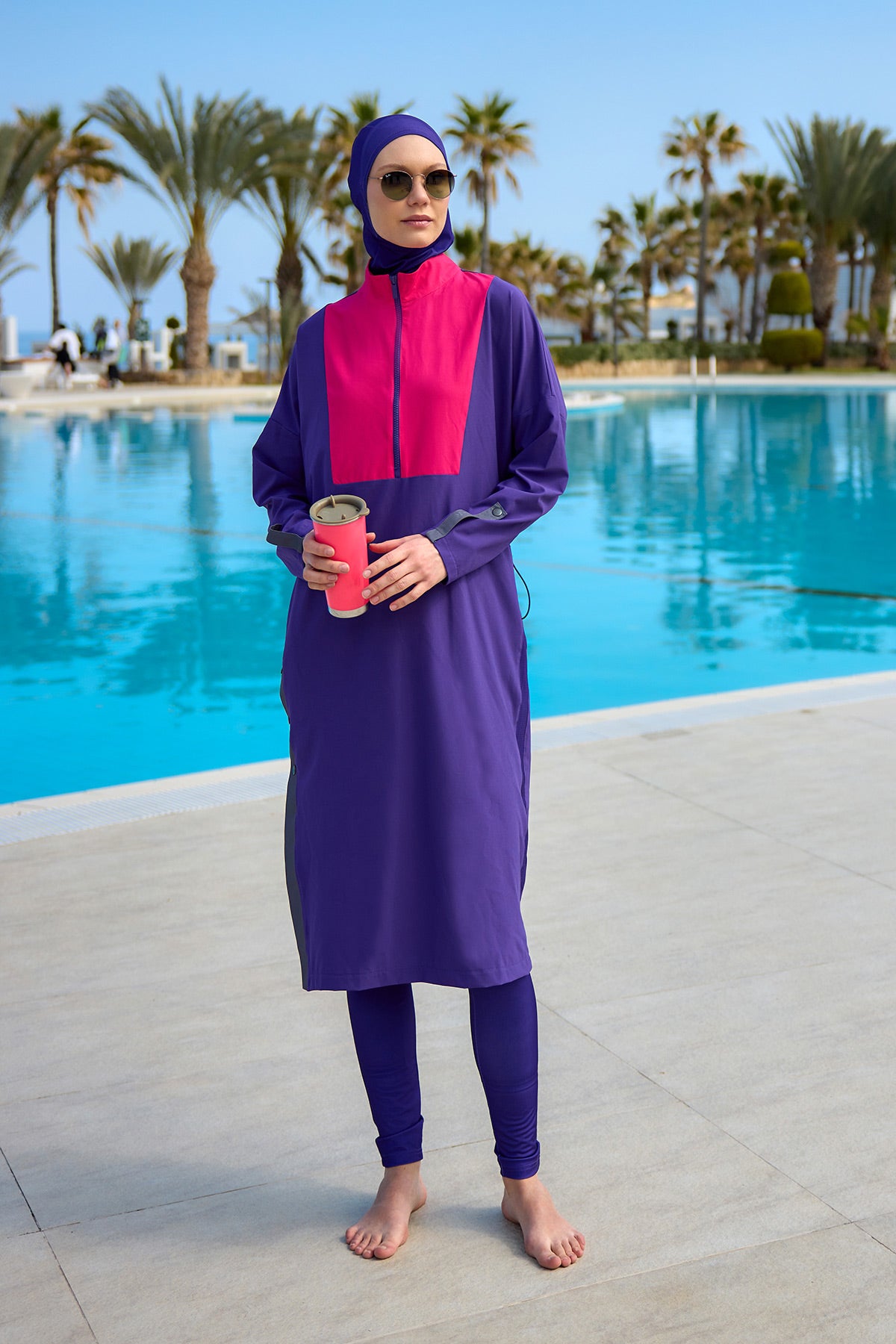 Purple Full Coverage Modest Swimwear Burkini Set M2527-2 AE
