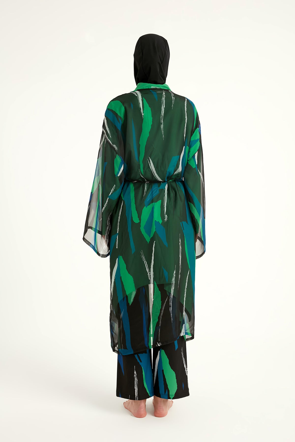 Silky Modest Full Coverage Kimono – Lightweight Elegant Swim Cover P2503-1