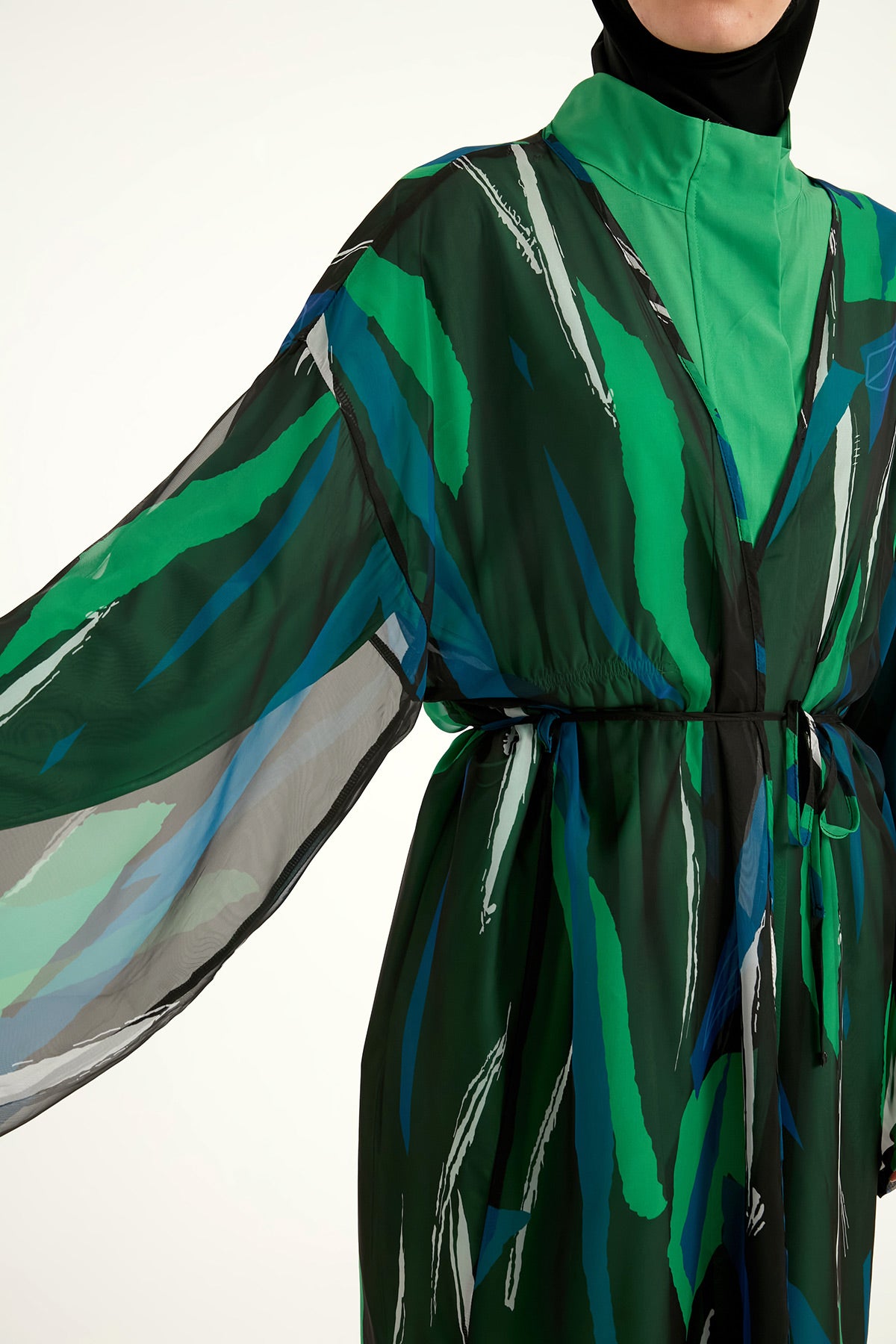 Silky Modest Full Coverage Kimono – Lightweight Elegant Swim Cover P2503-1