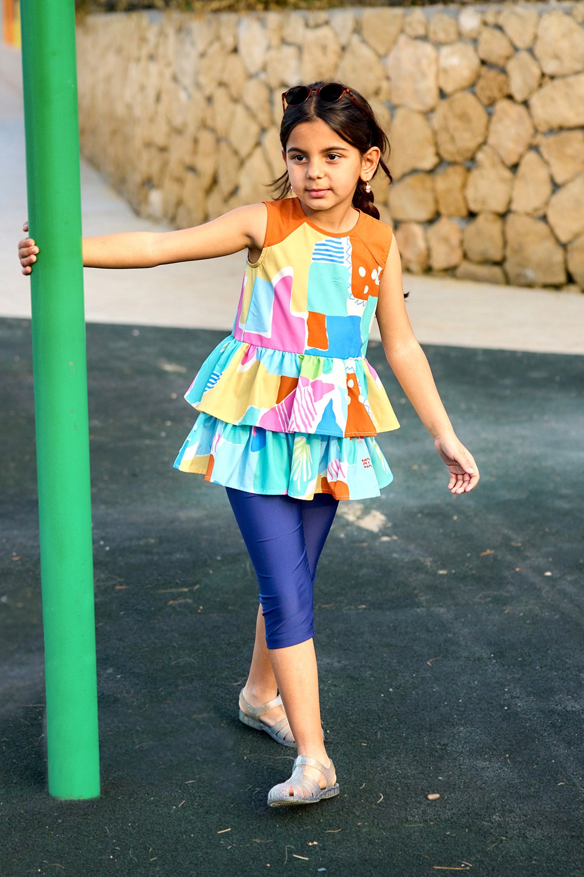 Marina UPF50+ Modest Swimwear for Girls - Colorful/Navy Blue - C2505