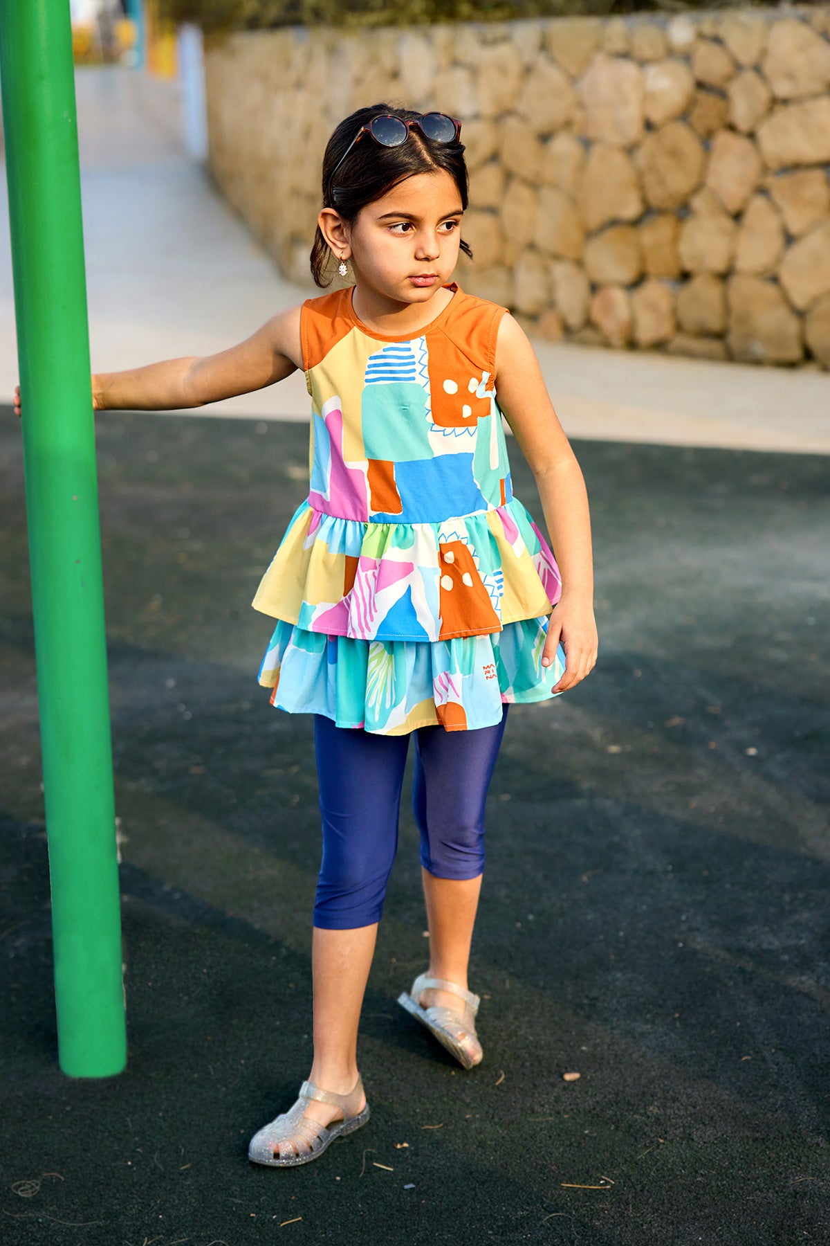 Marina UPF50+ Modest Swimwear for Girls - Colorful/Navy Blue - C2505