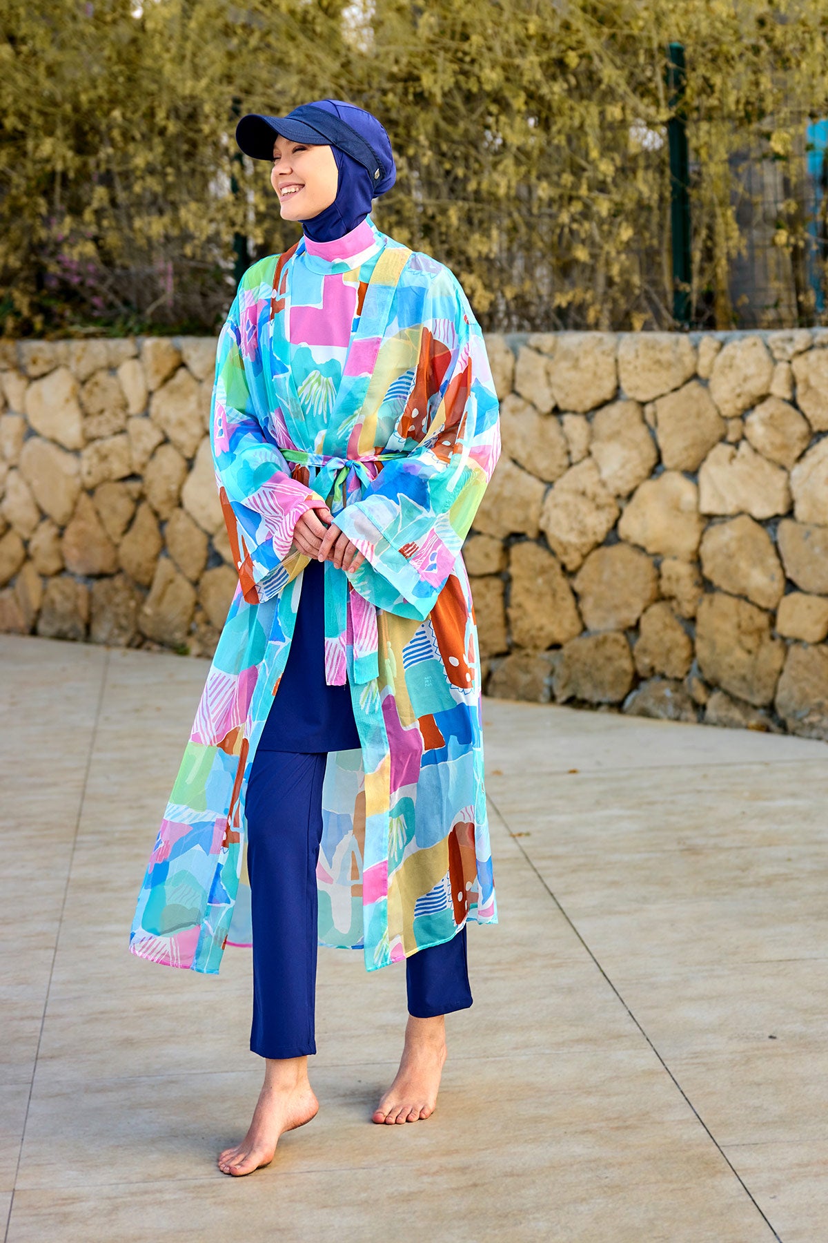 كيمونو حريري محتشم يغطي الجسم بالكامل – غطاء شاطئ أنيق وخفيف الوزن P2506 