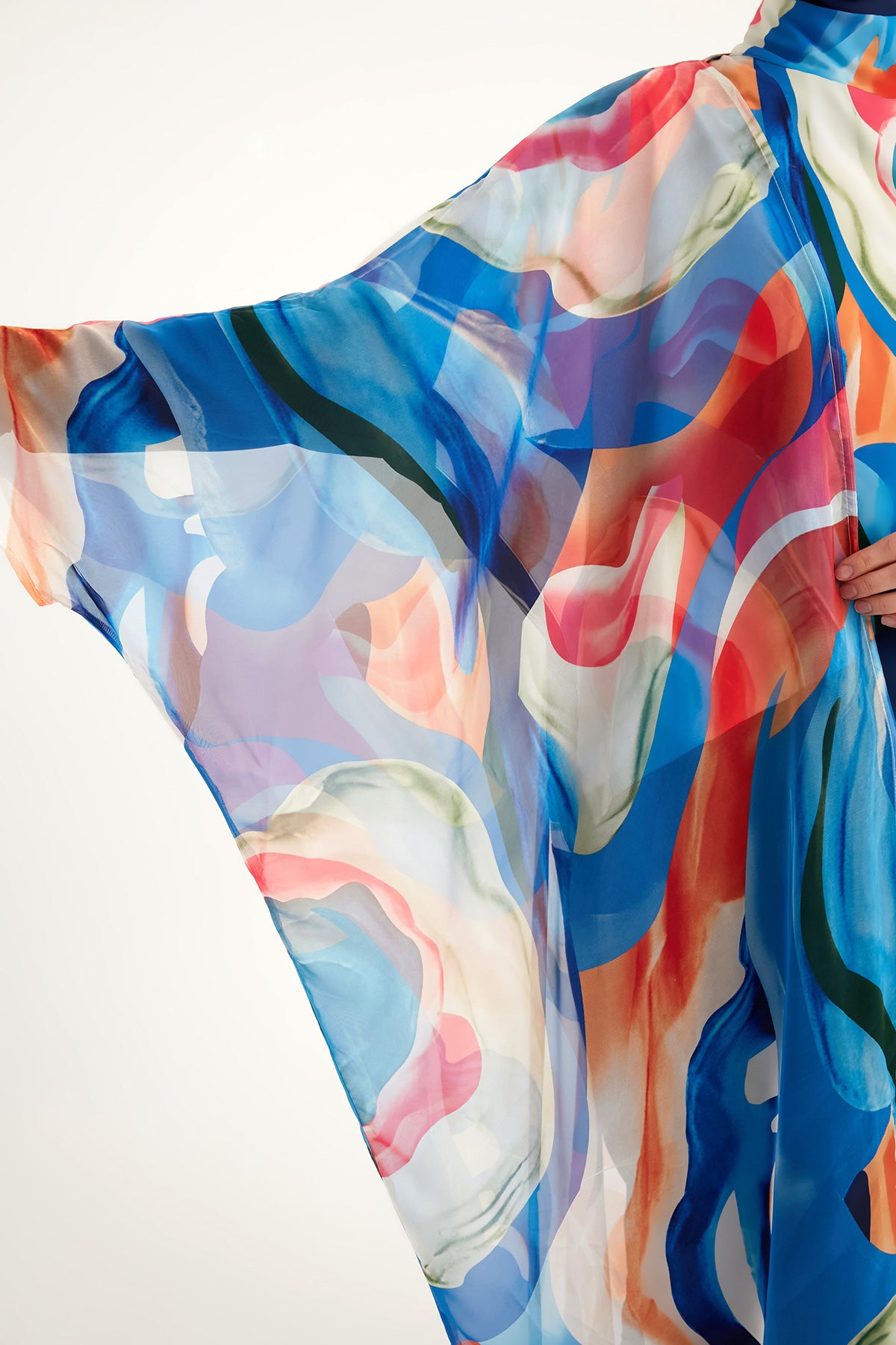 كيمونو مارينا متعدد الألوان بملمس حريري - P2508 
