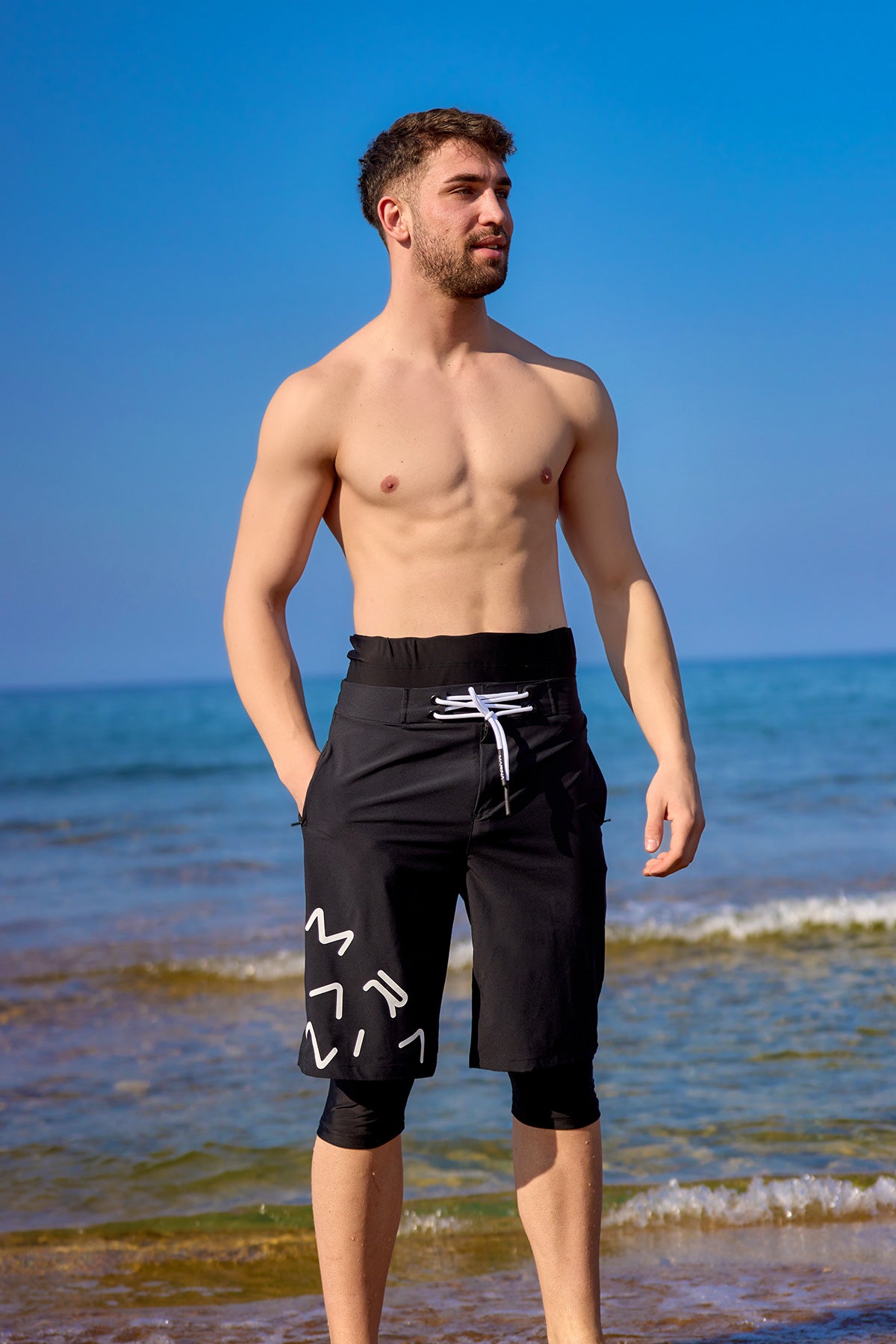 Modwest Man Marina Black Modest Men’s Swim Shorts - S2503-1 – Marina Modest