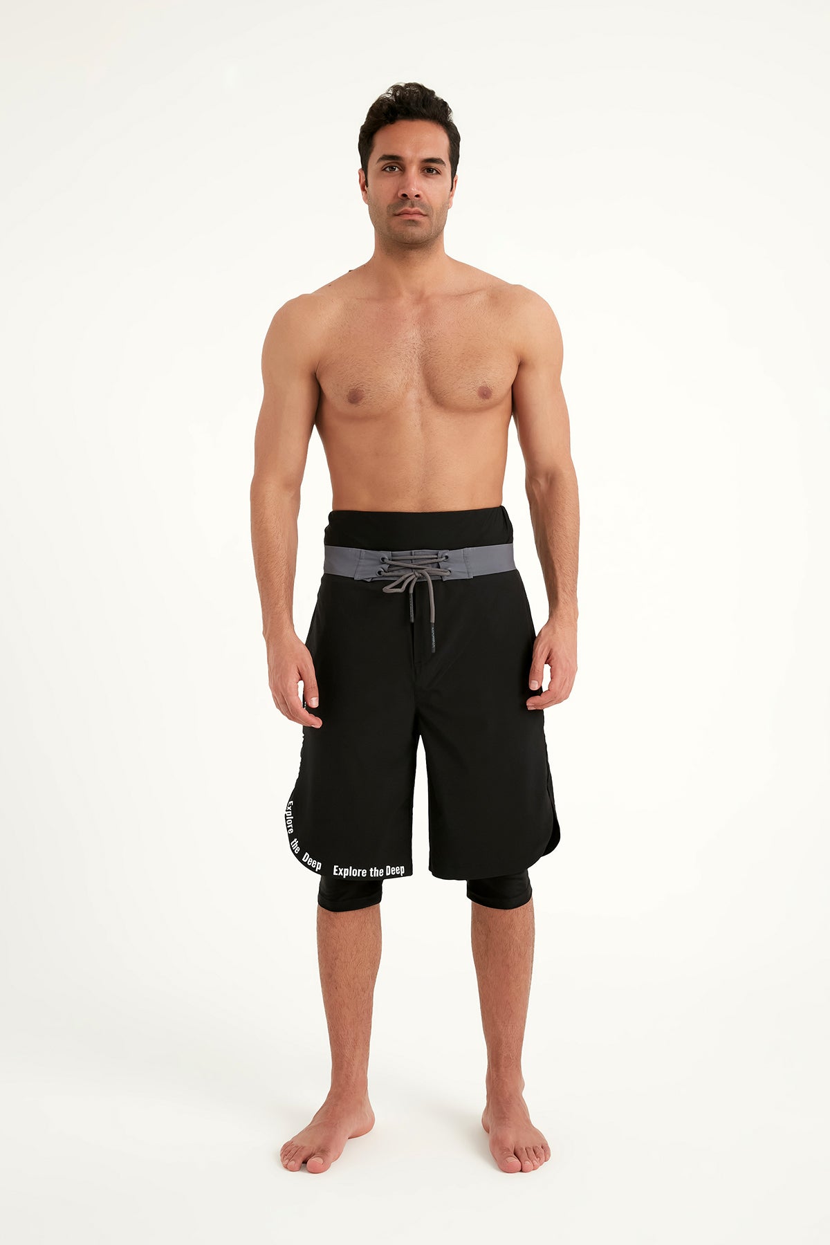 Marina Black Modest Swim Shorts for Men - S2504-1