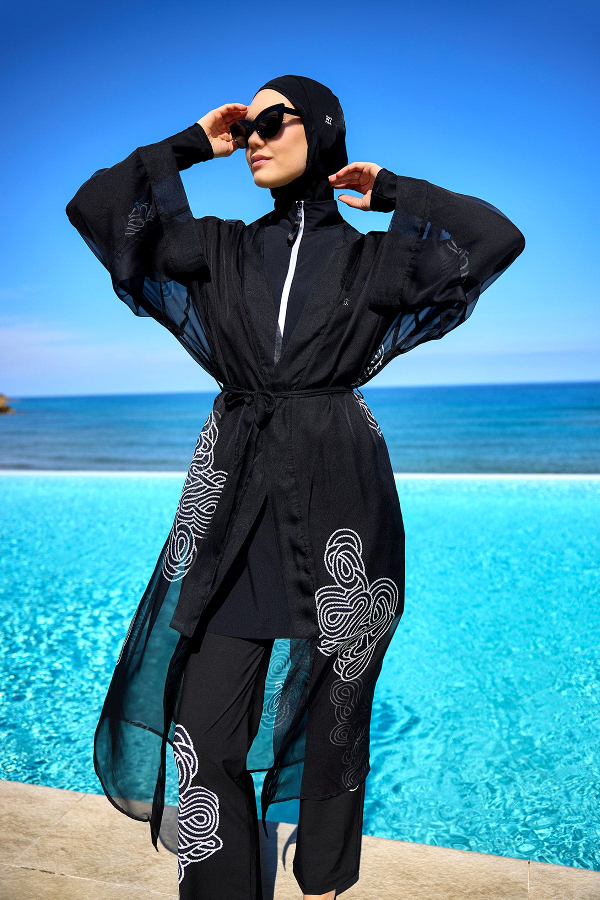 Marina Black Full-Coverage Modest Swimwear Burkini - M2535