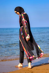 Marina Silk-Touch Colorful Patterned Kimono - P2514