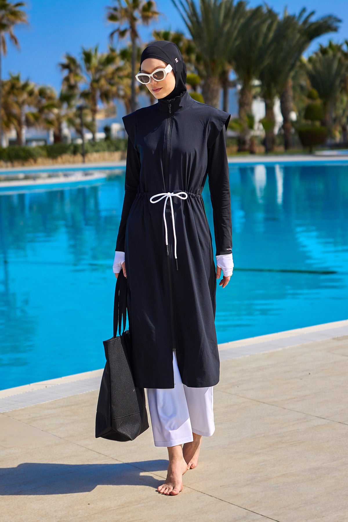 Black Full Coverage Islamic Swimwear Burkini Set M2501-2