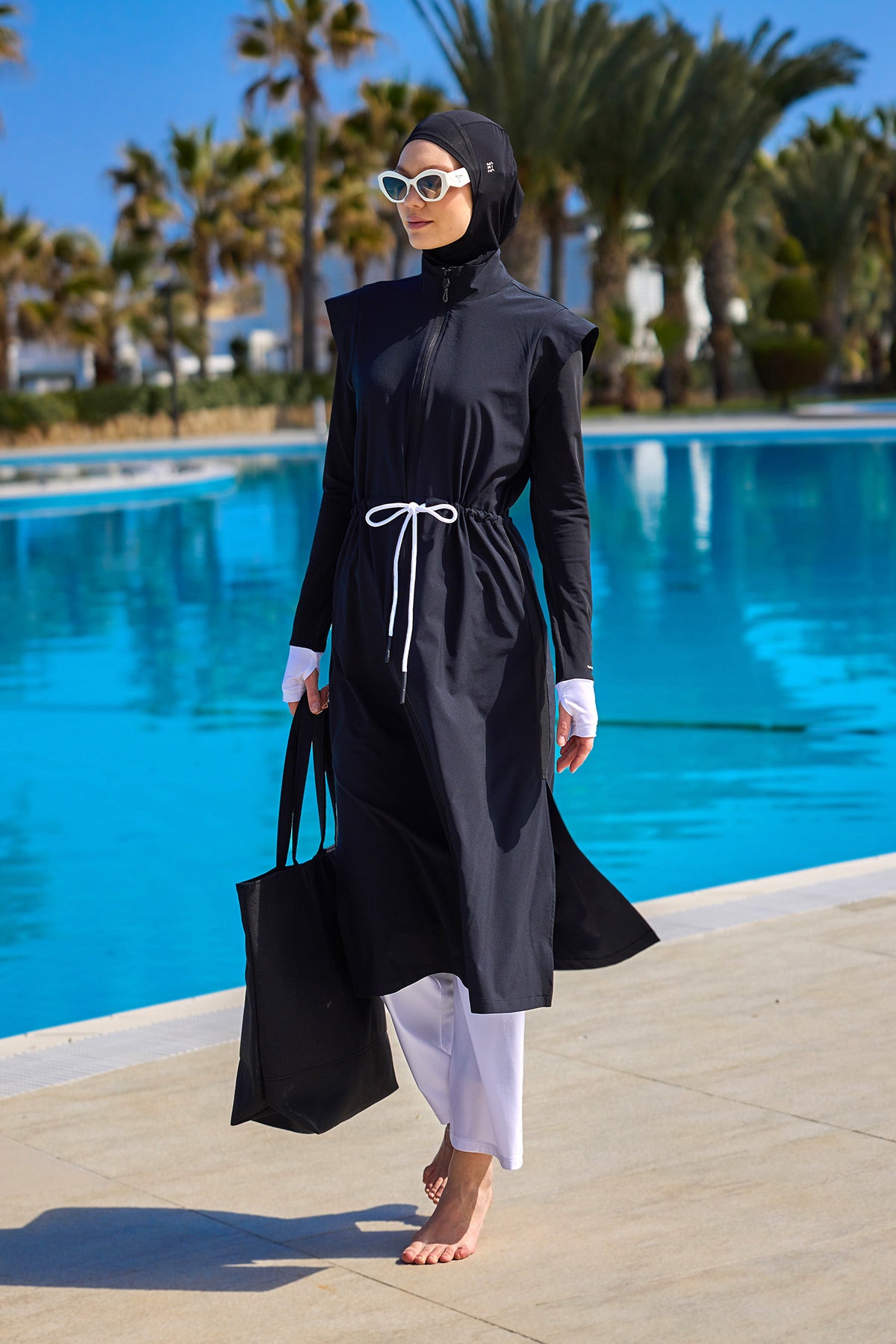 Black Full Coverage Islamic Swimwear Burkini Set M2501-2 – Marina