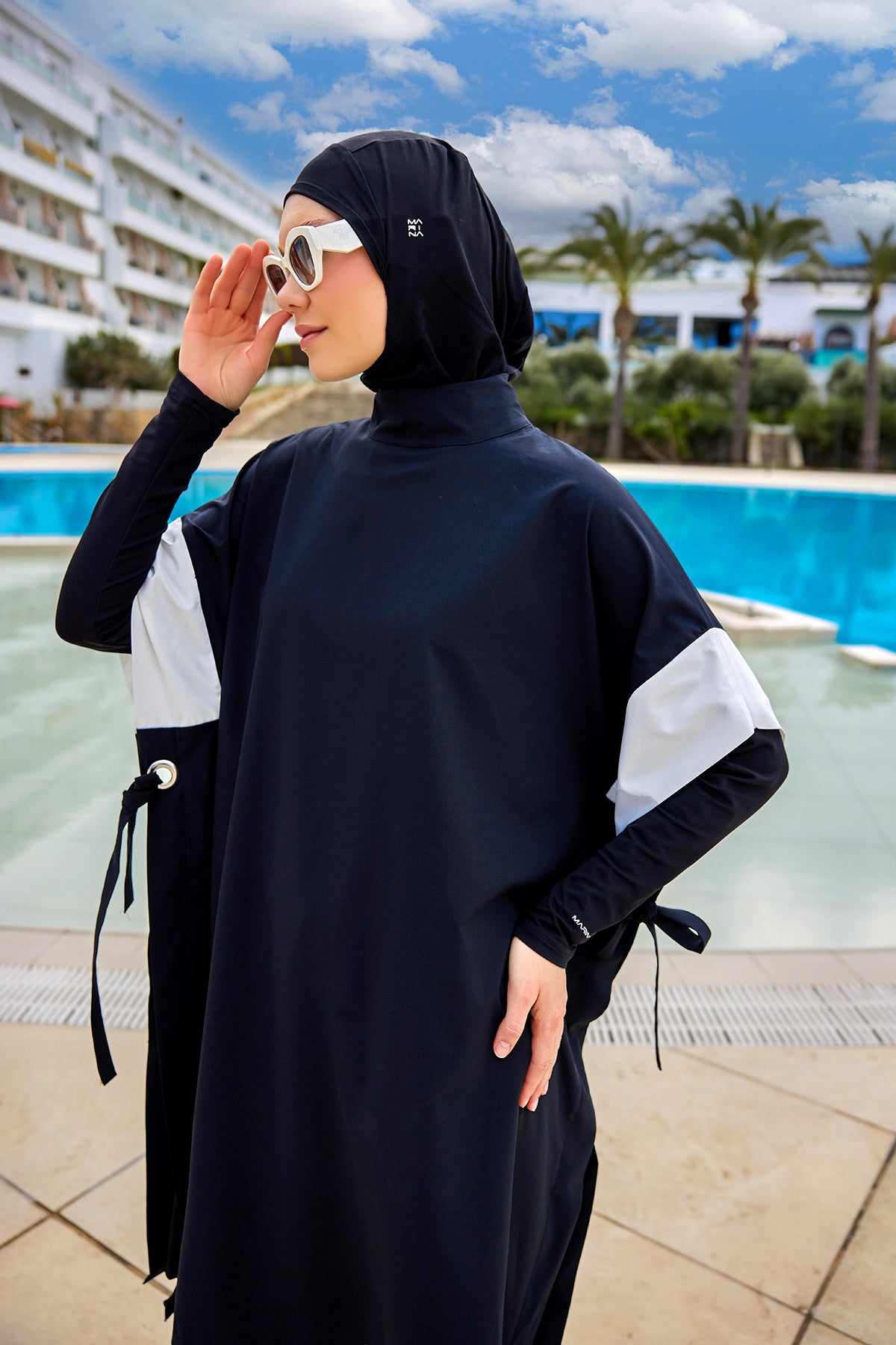 Black Burkini Set Full Coverage Modest Islamic Swimwear M2502
