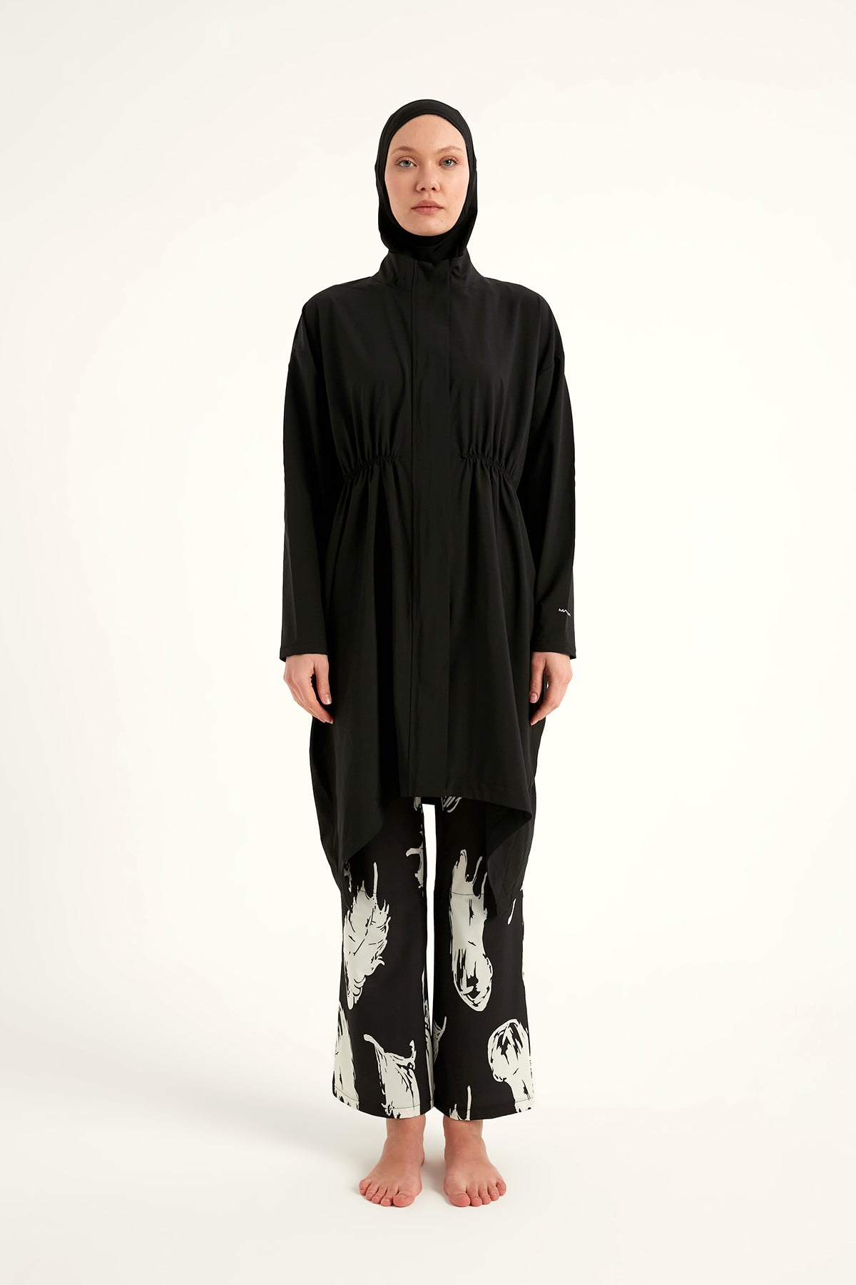 Black Asymmetric Cut Premium Full Coverage Swimwear Set M2503-3