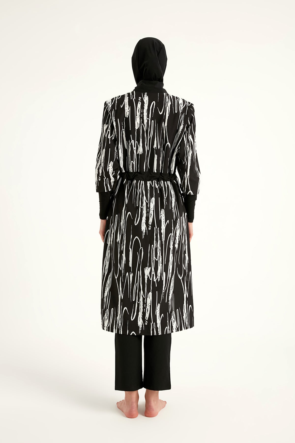 Black Full Coverage Swimwear Burkini Set M2504